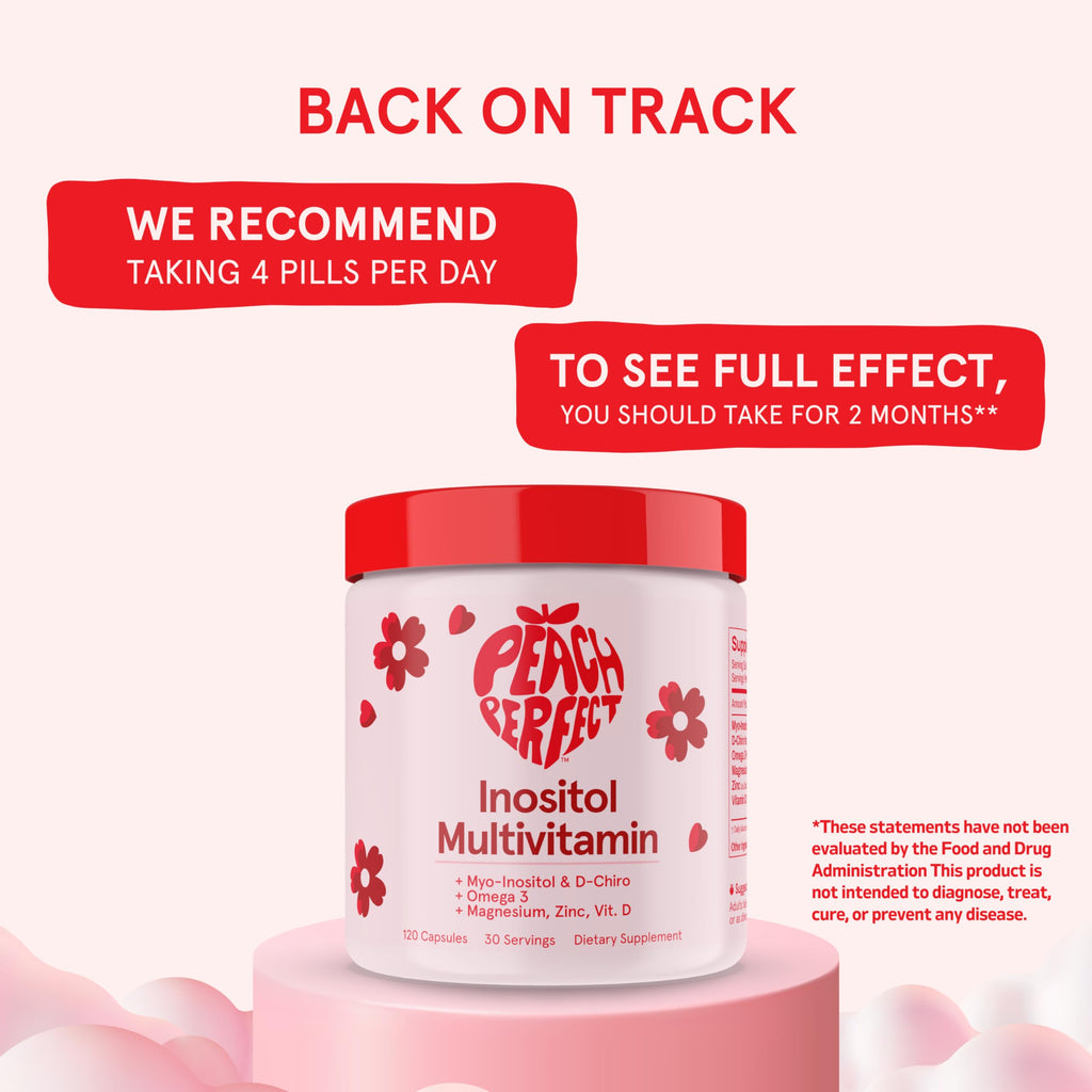 Peach Perfect Inositol Multivitamin – Myo-Inositol & D-Chiro 40:1 Blend, Omega-3, Vitamin D3, Magnesium, Zinc – Supports Women’s Health, Mood, Energy, Supplement – 30 SVG Peach Perfect Au supplements