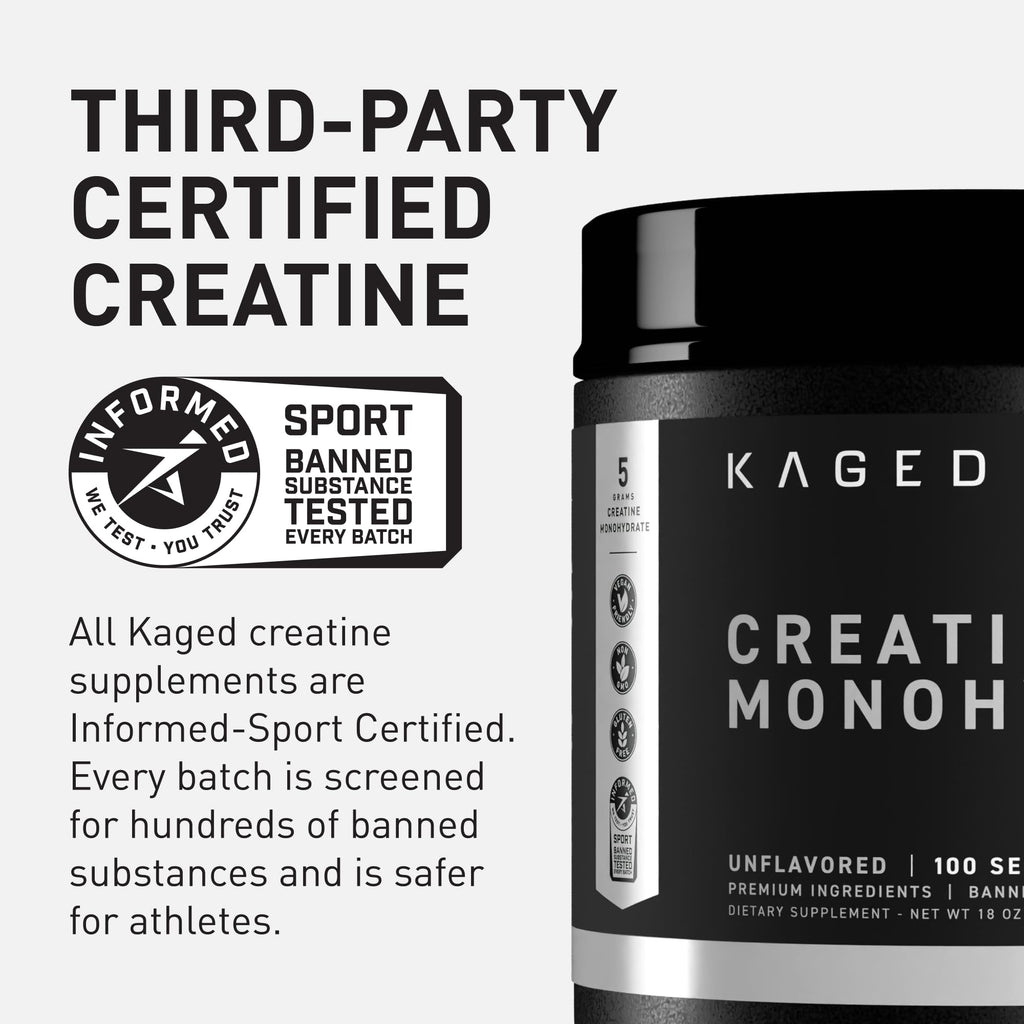 Kaged Creatine Monohydrate Micronized Powder | Unflavored | Muscle Building & Recovery | 5000 mg Per Serving | Vegan, Gluten Free, Easily Digestible