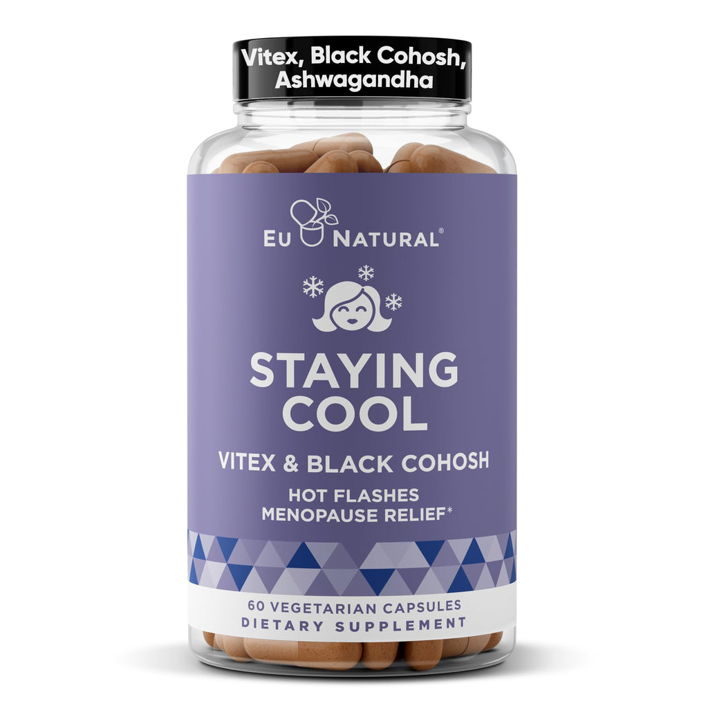 Staying Cool Menopause Supplements for Women – Hormonal Hot Flash Relief, Weight Support, & Night Sweats – Vitex Chaste Tree & Black Cohosh – 60 Vegetarian Soft Capsules Eu Natural Au supplements