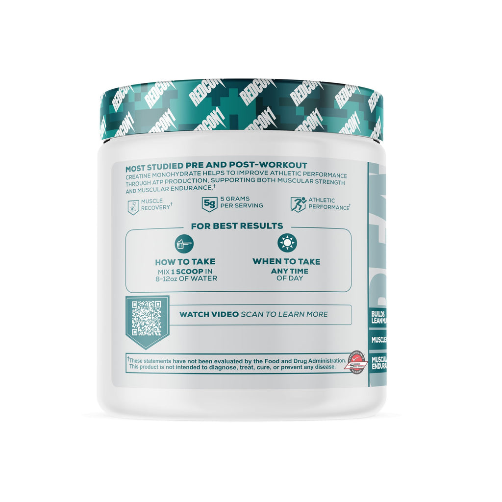 REDCON1 Creatine Monohydrate - Keto Friendly + Vegan Pre & Post Workout Supplement - Creatine Powder to Support Recovery & Athletic Performance (60 Servings)