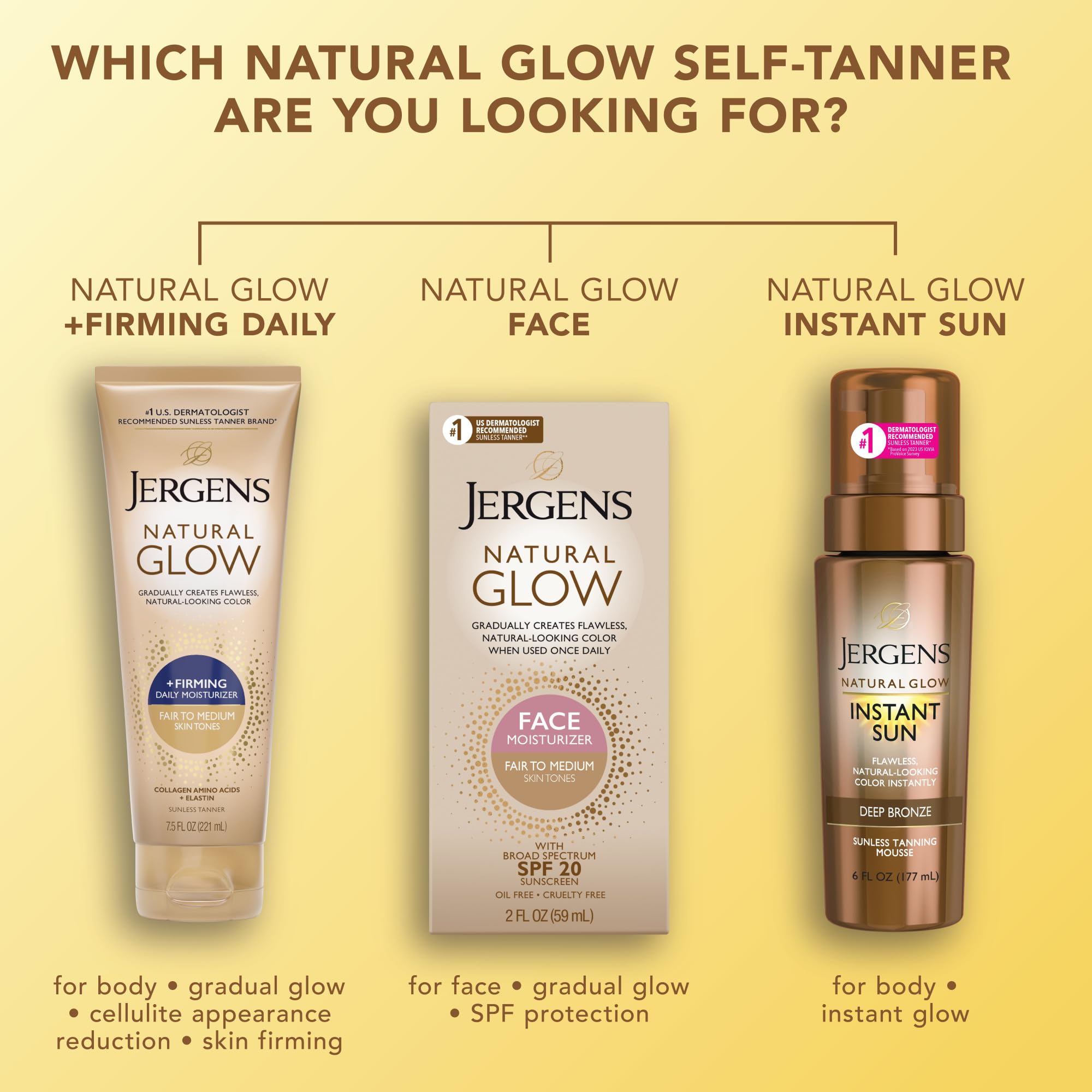 Jergens Natural Glow +Firming Self Tanner Body Lotion, Fair to Medium Skin Tone, Sunless Tanning Moisturizer