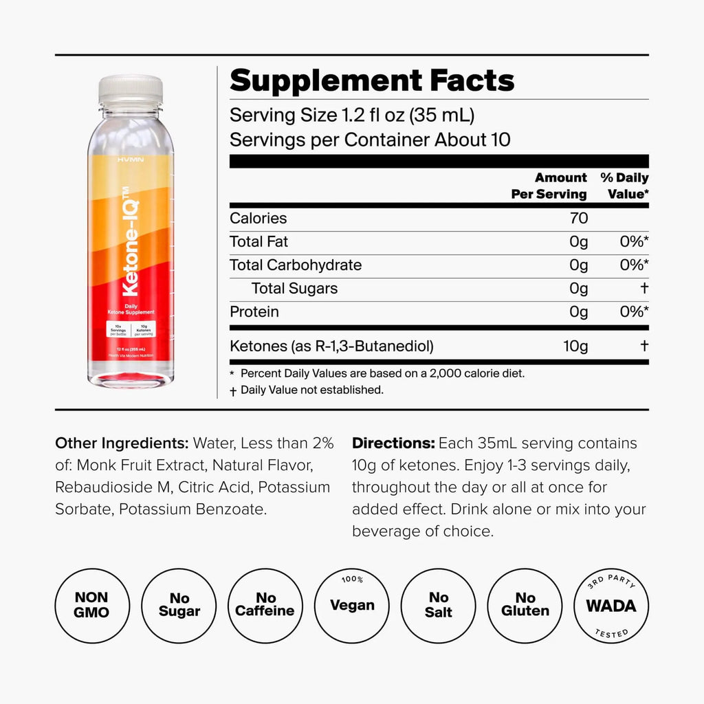 H.V.M.N. Ketone IQ - Get Your Fuel from Ketones. No Sugar, No Salt, No Caffeine. 30 Servings H.V.M.N. Au supplements