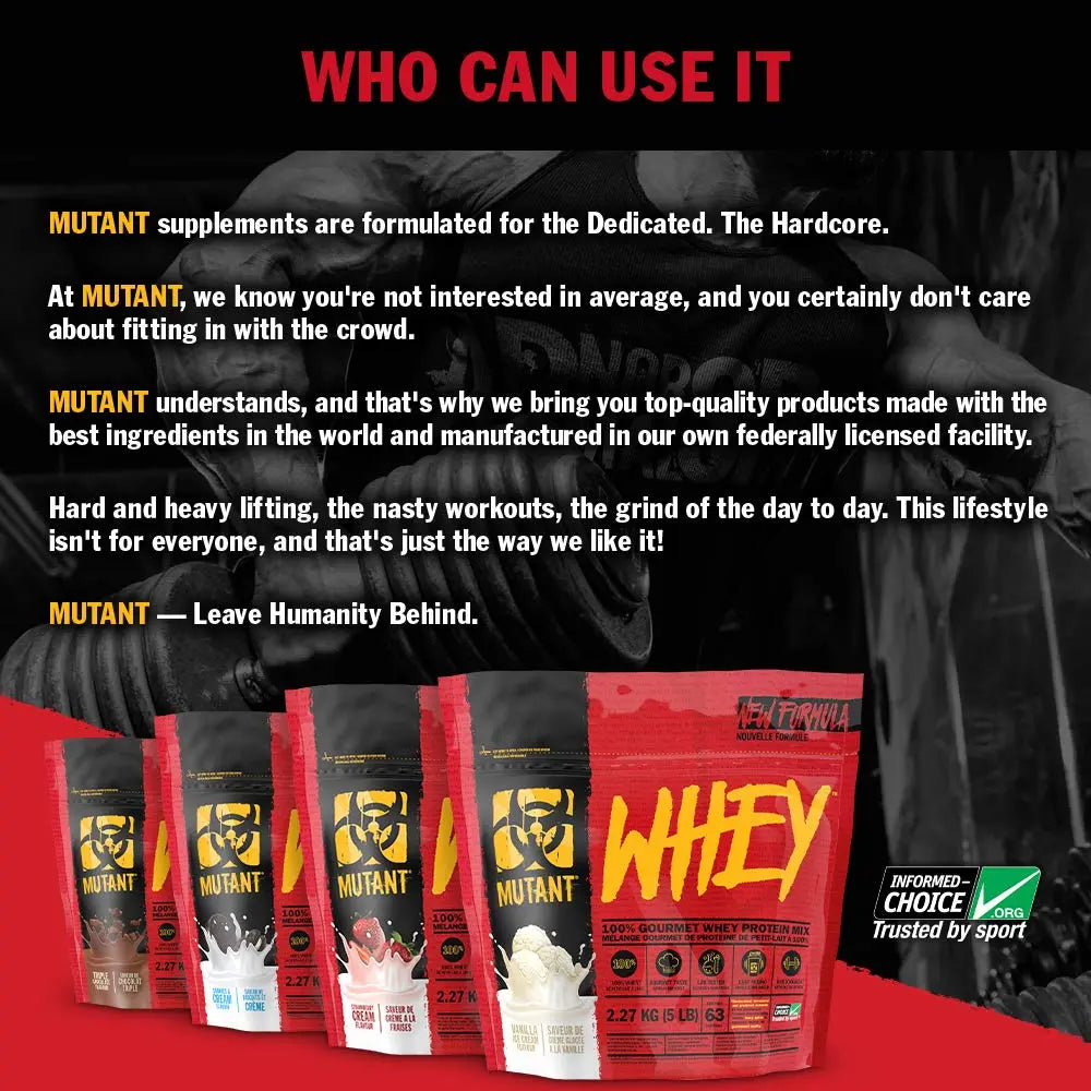 Mutant Whey – 100% Whey Protein Powder, Gourmet Taste, 22g of Protein, 10.4 g EAAs, 5 g BCAAs Mutant Au supplements