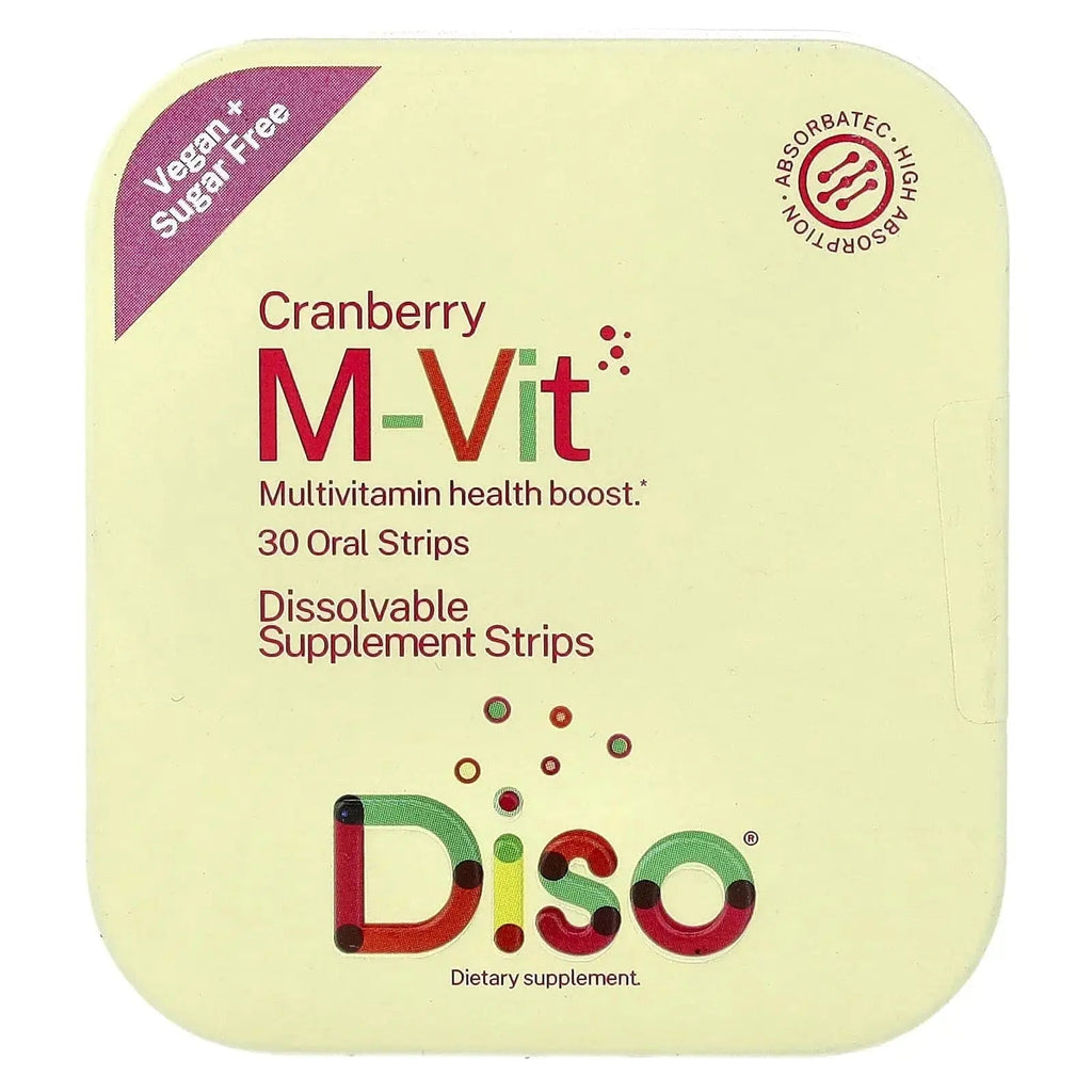 DISO - M-VIT - Fast-Dissolving Multivitamin Oral Strips, Cranberry Flavor, Vegan, Sugar Free, Gluten Free, Individually Wrapped DISO Au supplements
