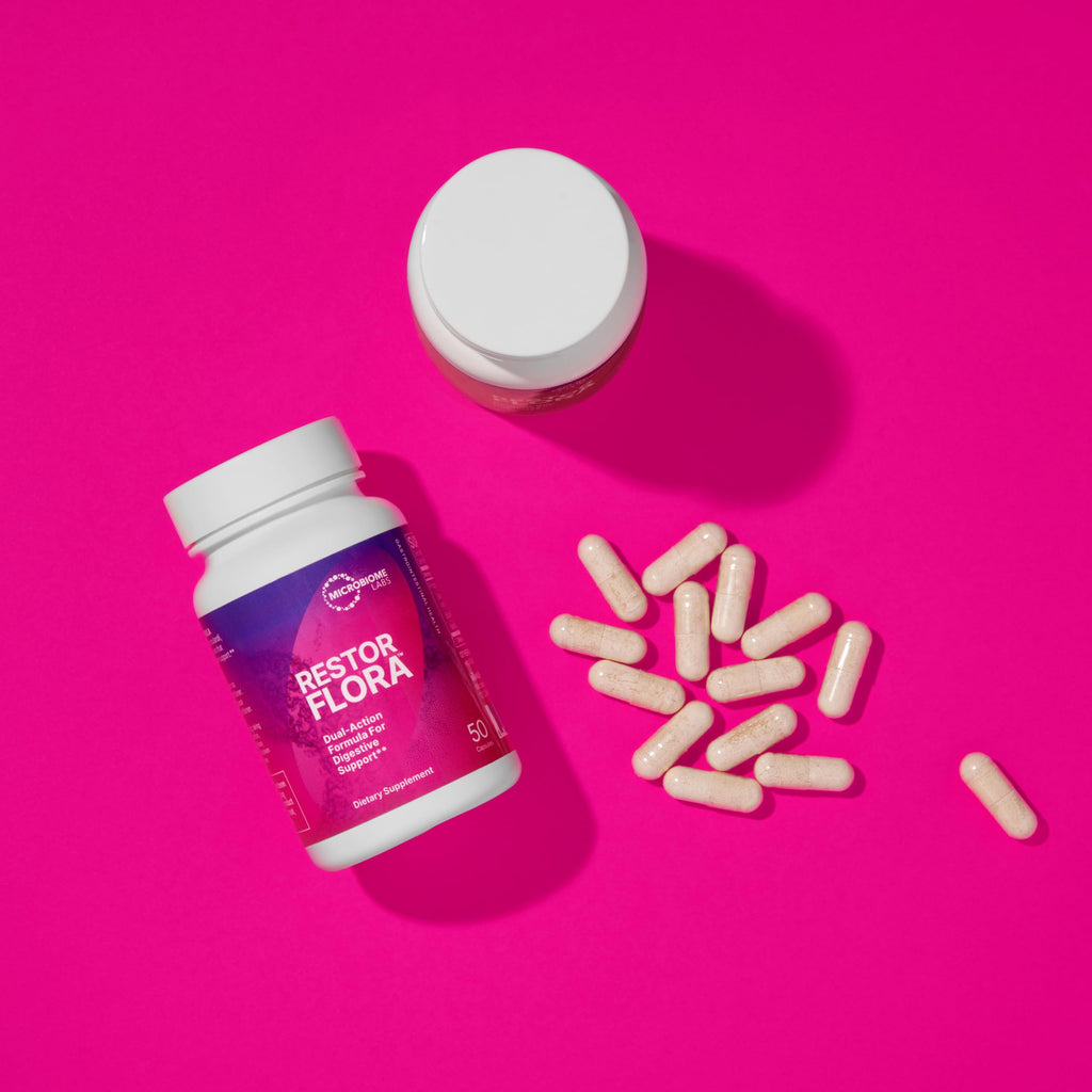 Microbiome Labs RestorFlora - Men's & Women's Probiotics for Digestive Health & Gut Reset - Spore Based Saccharomyces Boulardii Probiotics