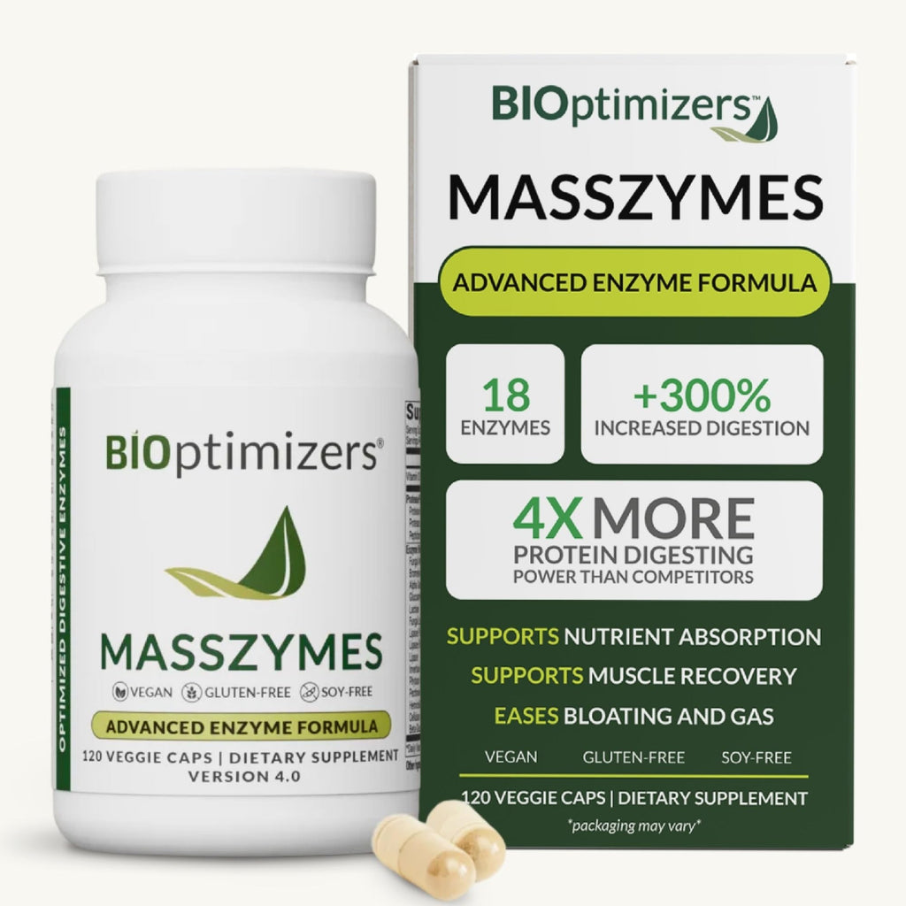 BIOptimizers MassZymes - Complete Digestive Enzymes Supplement for Gut Health - Bloating Relief for Men and Women
