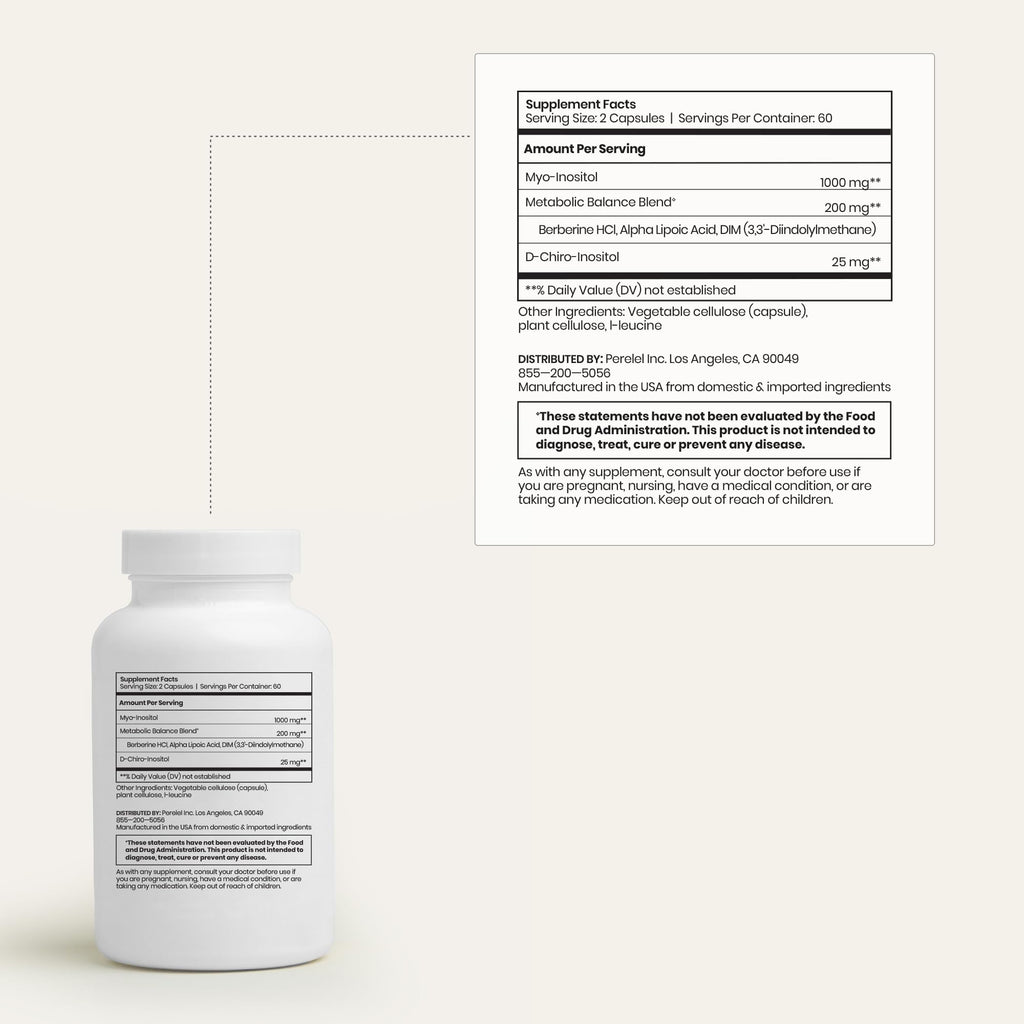 Perelel Hormone Balance Support, Myo & D Chiro Inositol, Womens Inositol Supplement with Berberine, Alpha Lipoic Acid, & Dim to Support Female Health, Soy, Dairy & Gluten Free, Non GMO, 120 Capsules Perelel Au supplements
