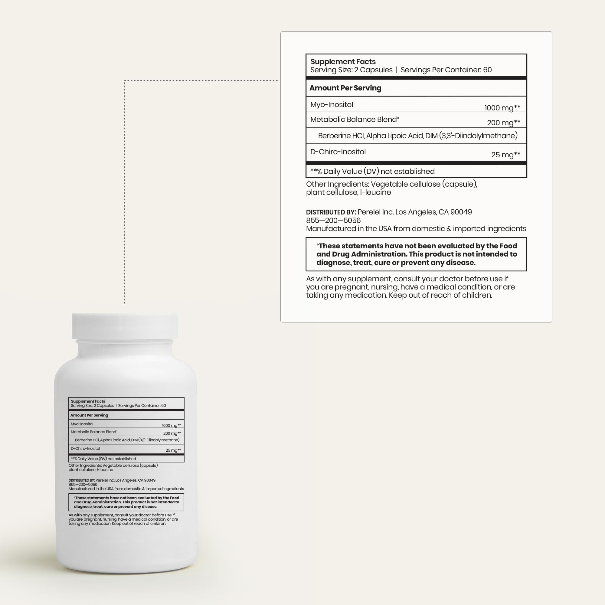 Perelel Hormone Balance Support, Myo & D Chiro Inositol, Womens Inositol Supplement with Berberine, Alpha Lipoic Acid, & Dim to Support Female Health, Soy, Dairy & Gluten Free, Non GMO, 120 Capsules Perelel Au supplements