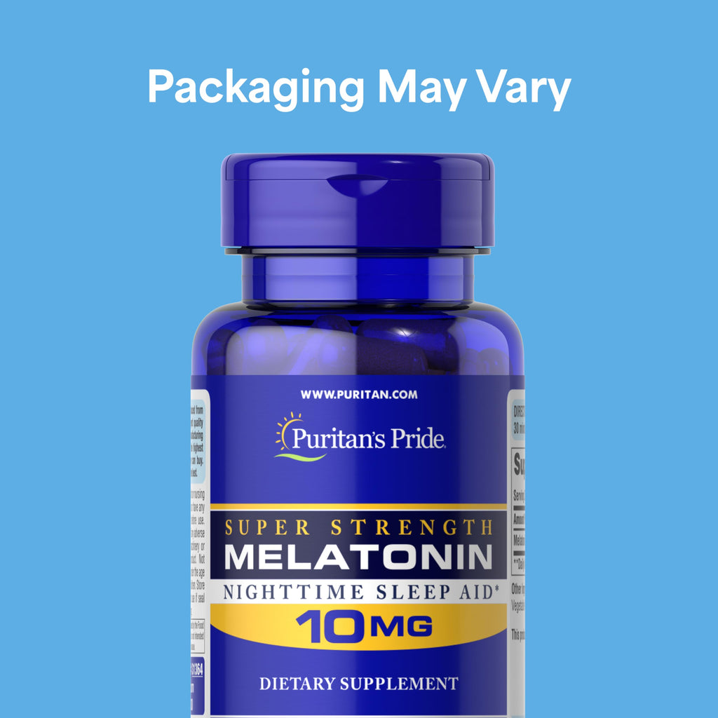 Puritan's Pride Premium Super Strength Melatonin 10mg Sleep Aid, Dietary Supplement for Sound, Restful, & Longer Sleep Support, 4 Month Supply,