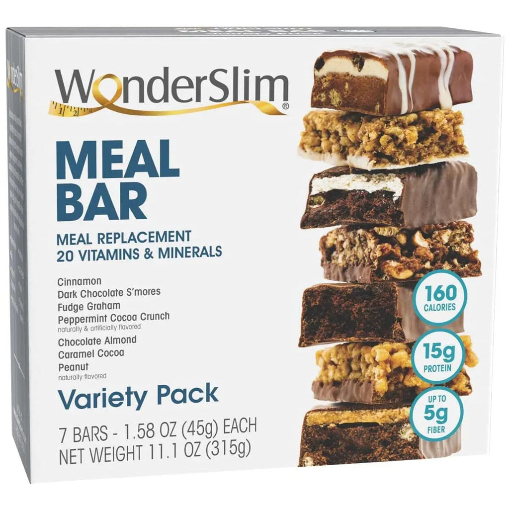 WonderSlim Meal Replacement Protein Bar, Variety Pack, 15g Protein, 20 Vitamins & Minerals WonderSlim Au supplements