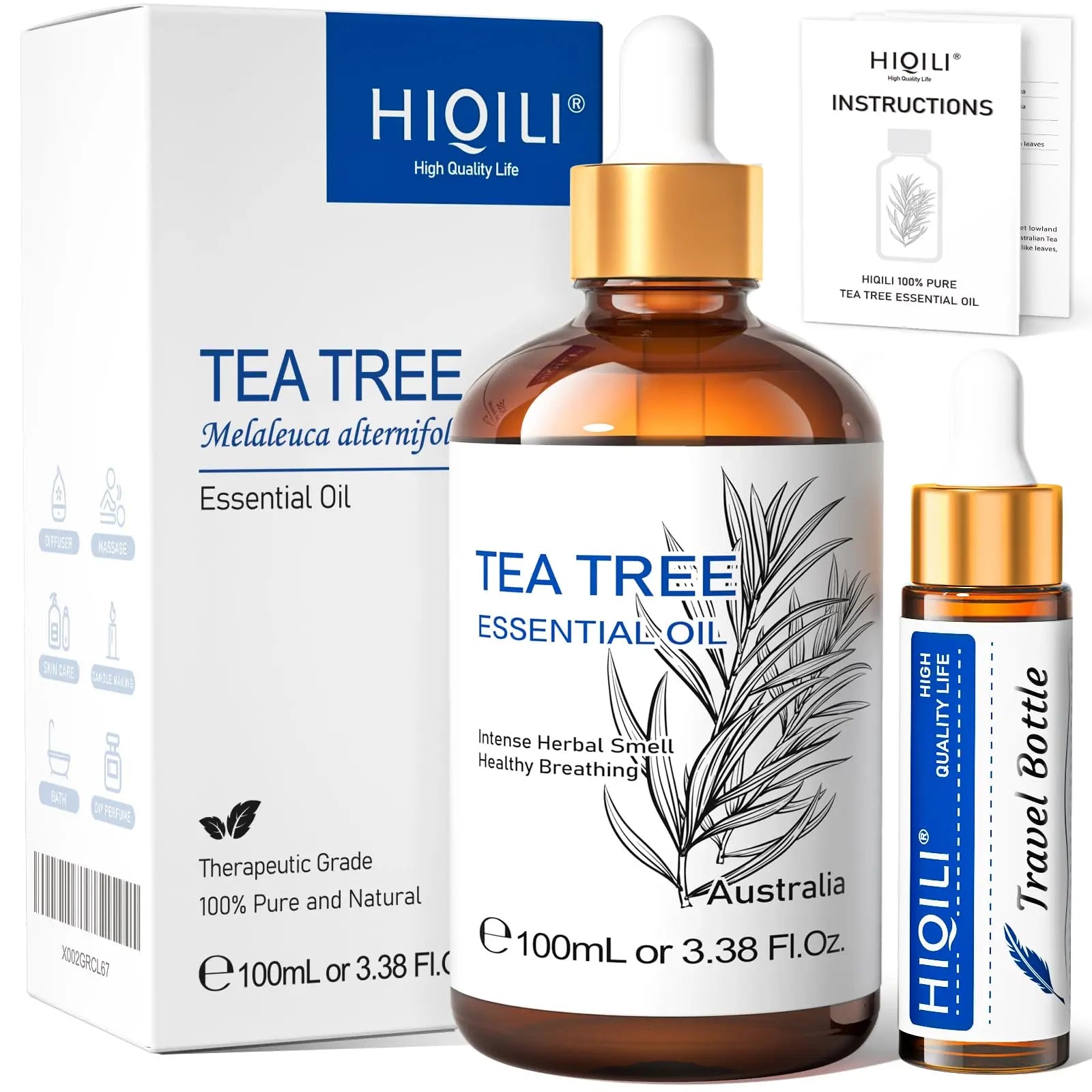 HIQILI Tea Tree Essential Oil (100 ML), 100% Pure for Toenail Fungus, Hair Damage HIQILI Au supplements