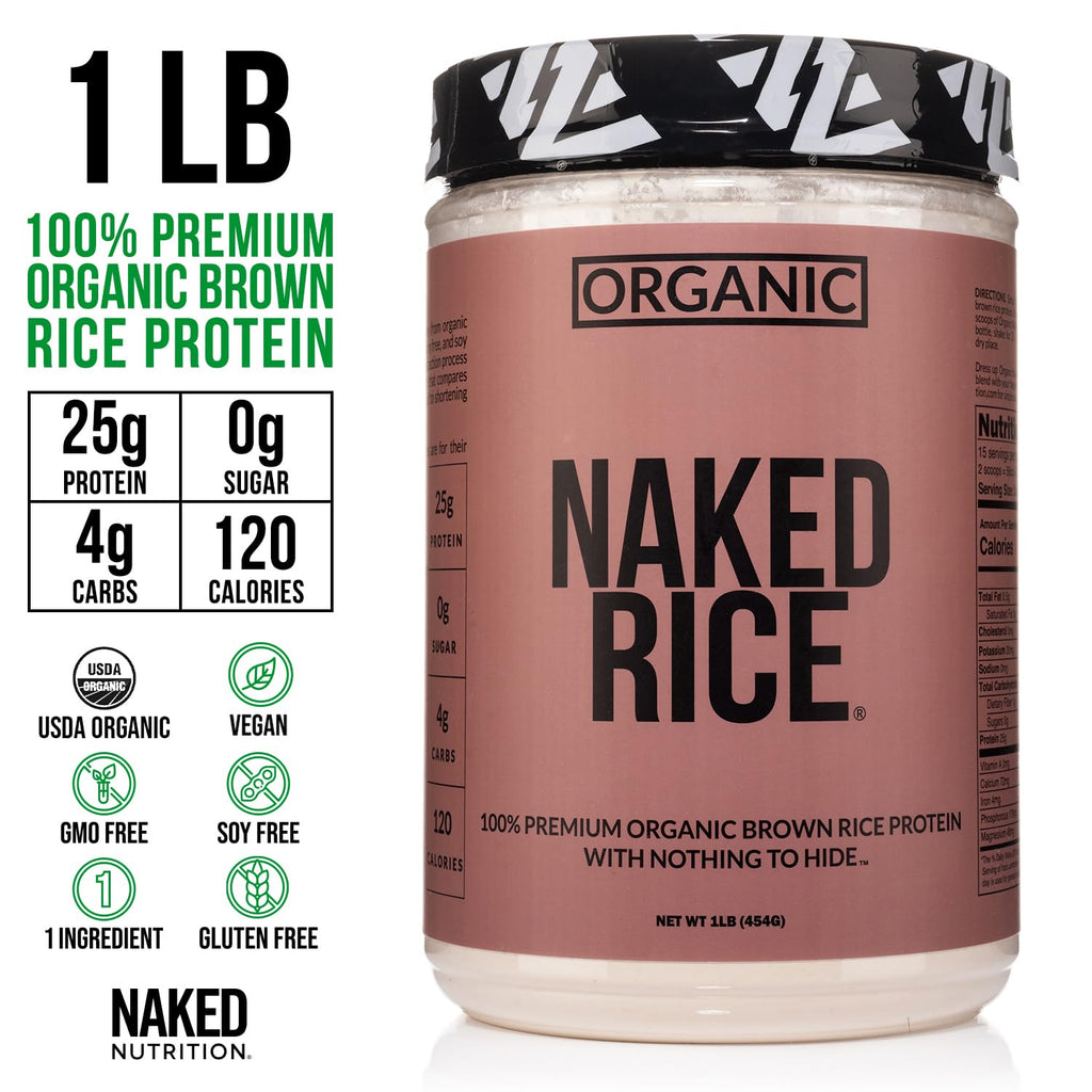 NAKED Rice 1Lb - Organic Brown Rice Protein Powder - Vegan Protein Powder, GMO Free, Gluten Free & Soy Free. Plant-Based Protein,