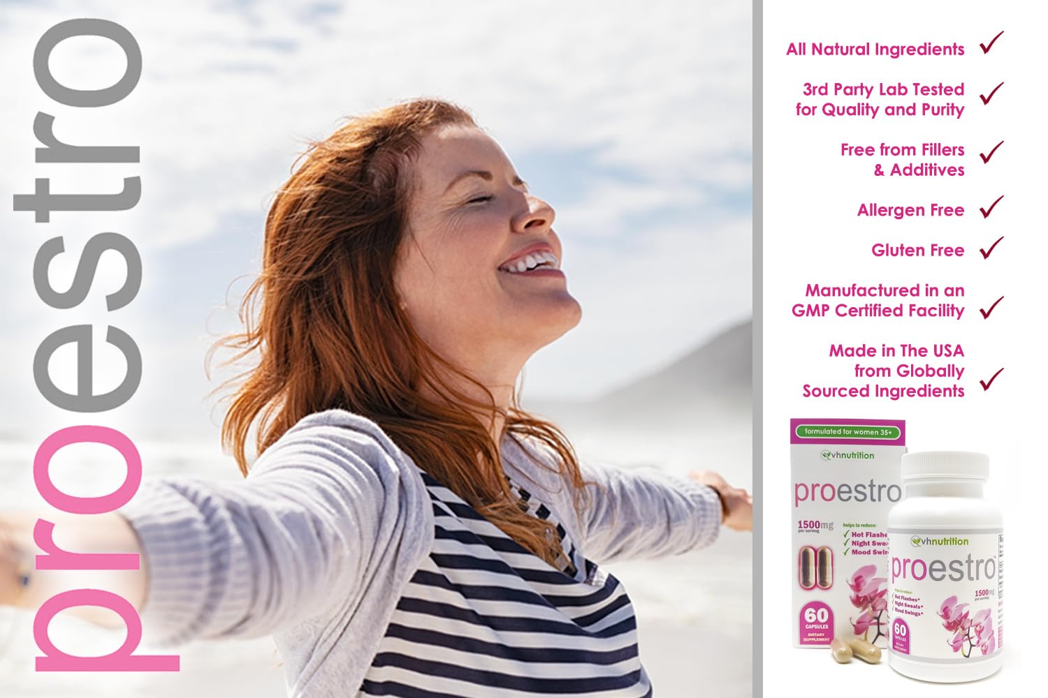 VH Nutrition PROESTRO | Estrogen Support* Supplement for Women | Extra Strength Hormone Balance* for Her | 60 Capsules in Easy to Swallow Pills VH Nutrition Au supplements