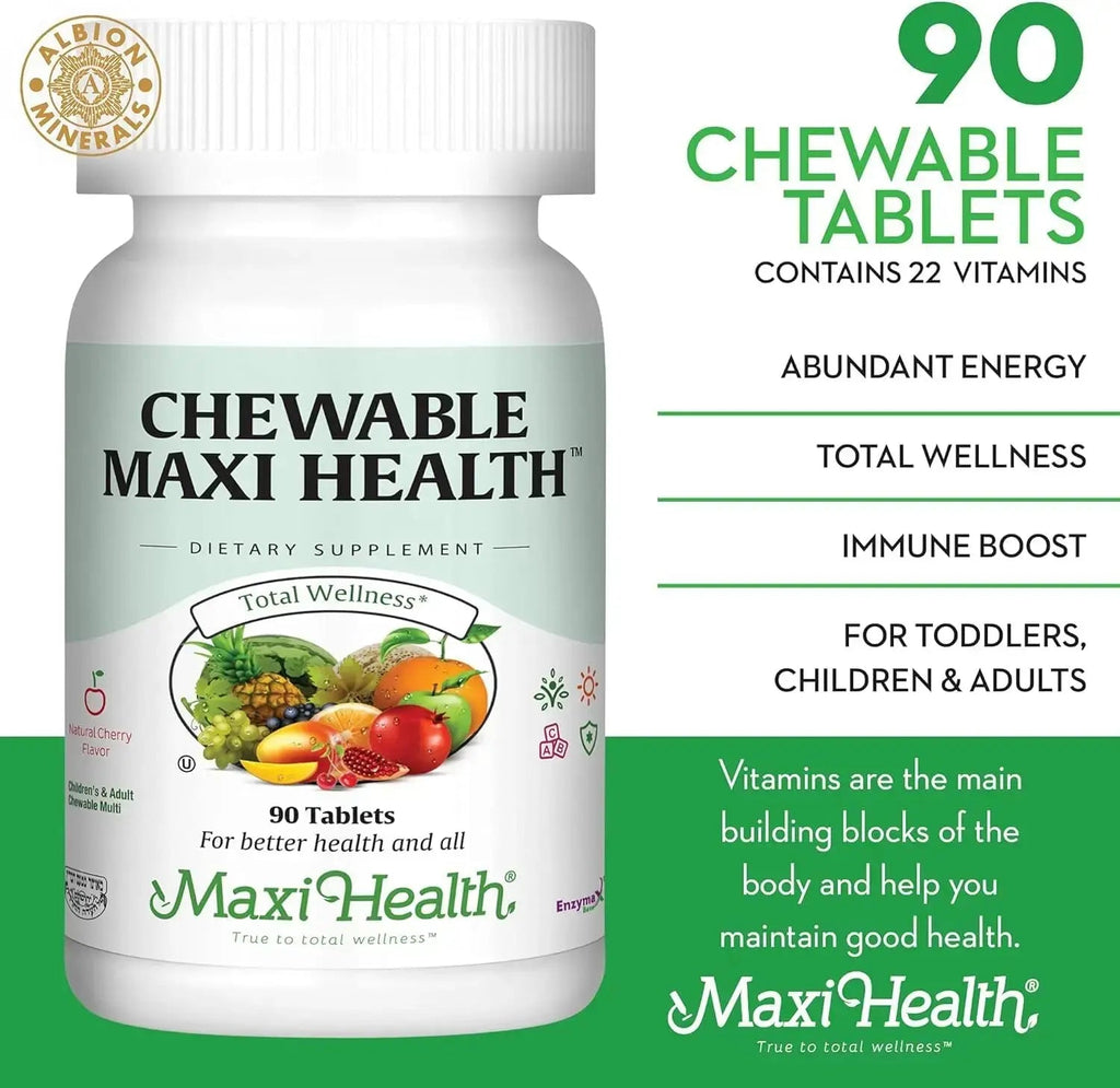 Maxi Health Chewable Multivitamin for Kids, Teens and Adults - Cherry Chewable Vitamins for Adults & Children Maxi Health Au supplements