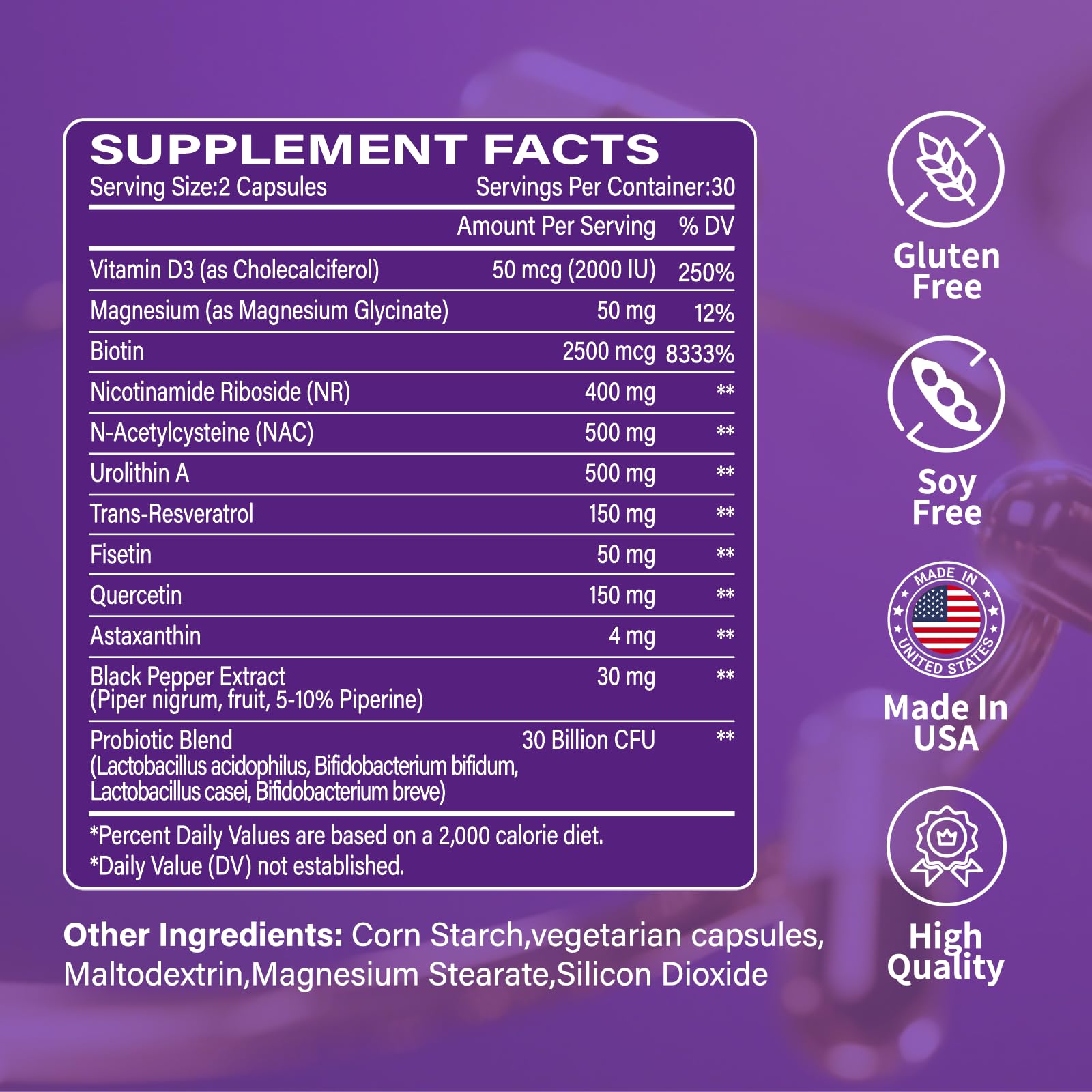 Ecliptron NAD+ Supplement for Women & Men 1800mg - Liposomal NAD Plus with Nicotinamide Riboside & Resveratrol, Anti-Aging | Mitochondrial Health | Radiant Skin - 60 Capsules Ecliptron Au supplements