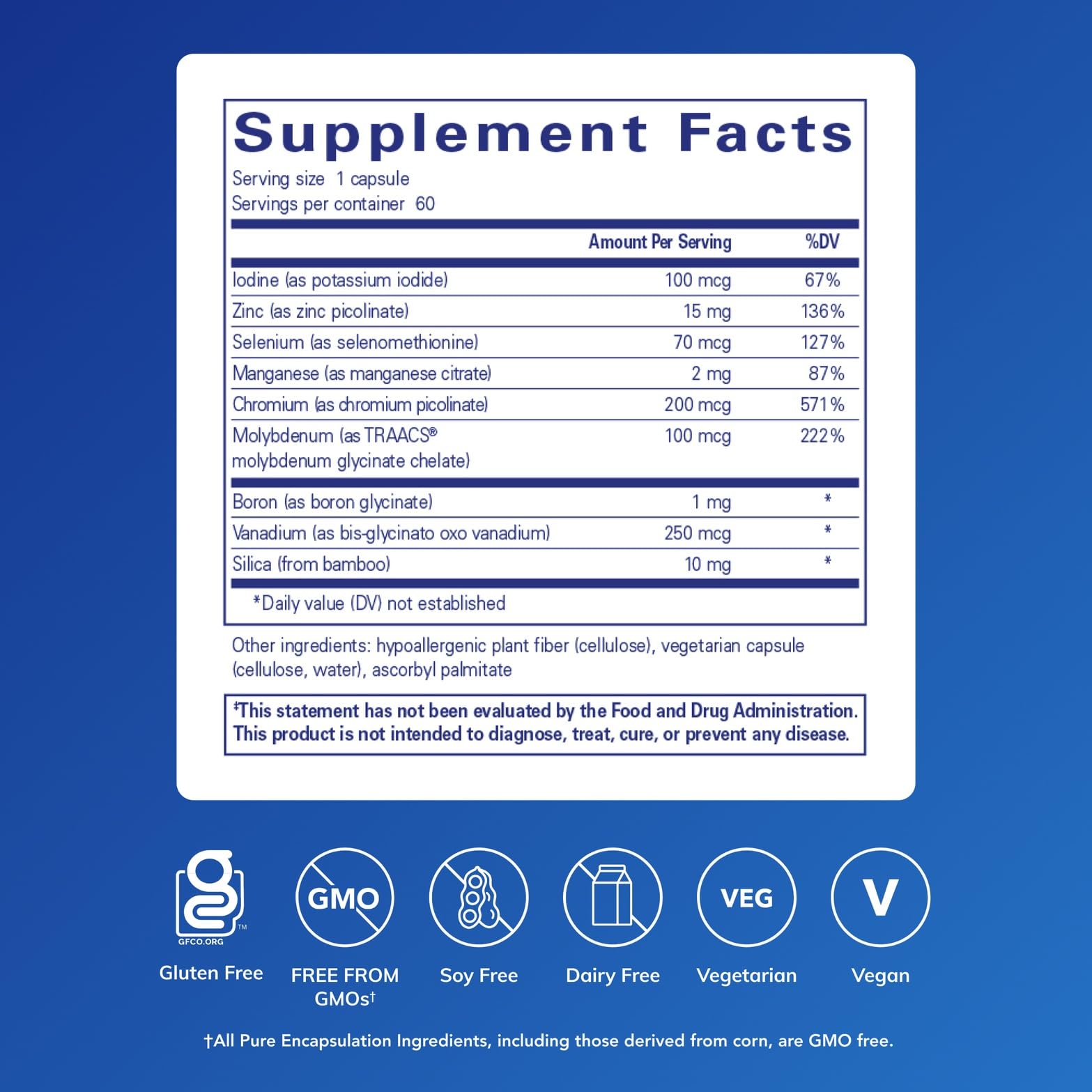 Pure Encapsulations Trace Minerals - Multimineral Supplement - Mineral Supplement - Supports Metabolism & Cellular Function* - Gluten Free & Vegan - 60 Capsules