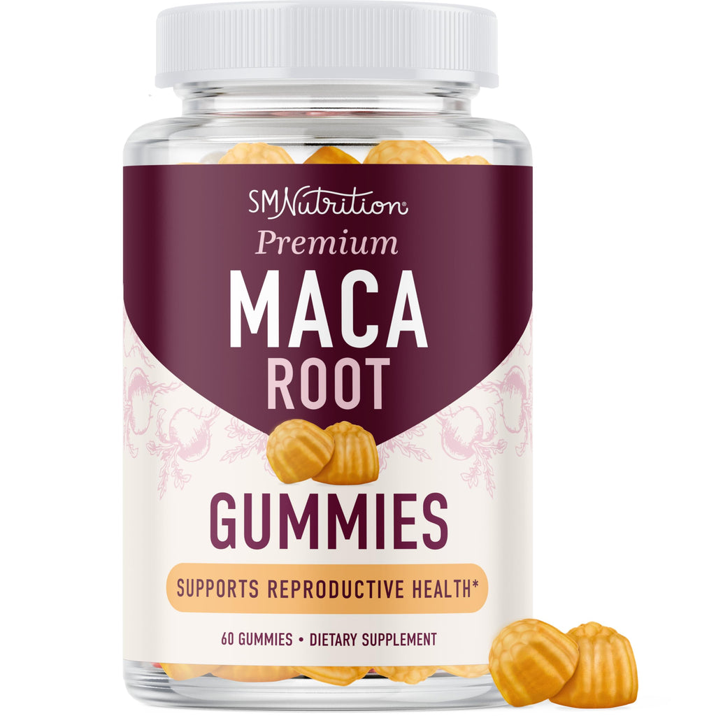 Maca Root Gummies with Natural Peach Flavor | Drive, Performance & Energy Support | Hormone Balance for Women and Men | Herbal Supplements 200MG Extra Strength | Vegetarian, Non-GMO | 60 Gummies SMNutrition Au supplements