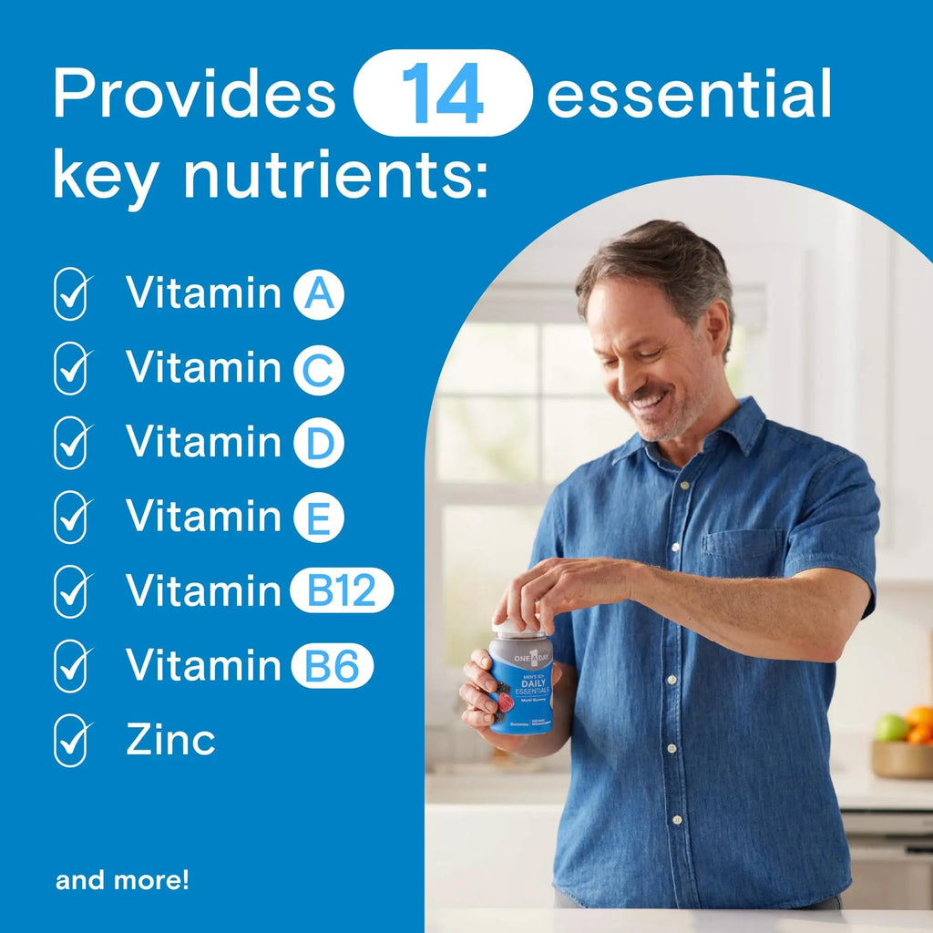 One A Day Men’s 50+ Daily Essentials Multivitamin Gummies, Multivitamin for Men Over 50, Fruit Medley Flavor, 120 Gummies ONE A DAY Au supplements