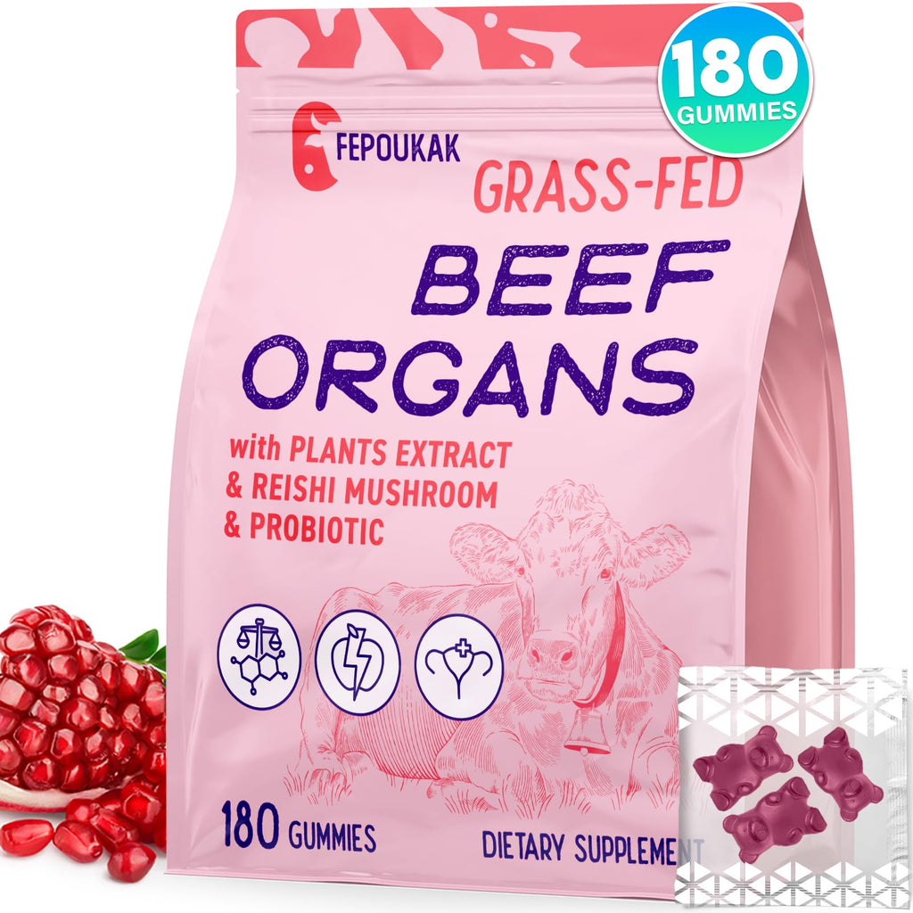 (180 Gummies) Beef Organ Supplement for Women - 5300mg Beef Liver, Kidney, Uterus & 10 More, for Hormone Balance, Menstruation, Energy, Immunity, Gut & Skin Health - 100% Grass Fed & Pasture Raise Fepoukak Au supplements
