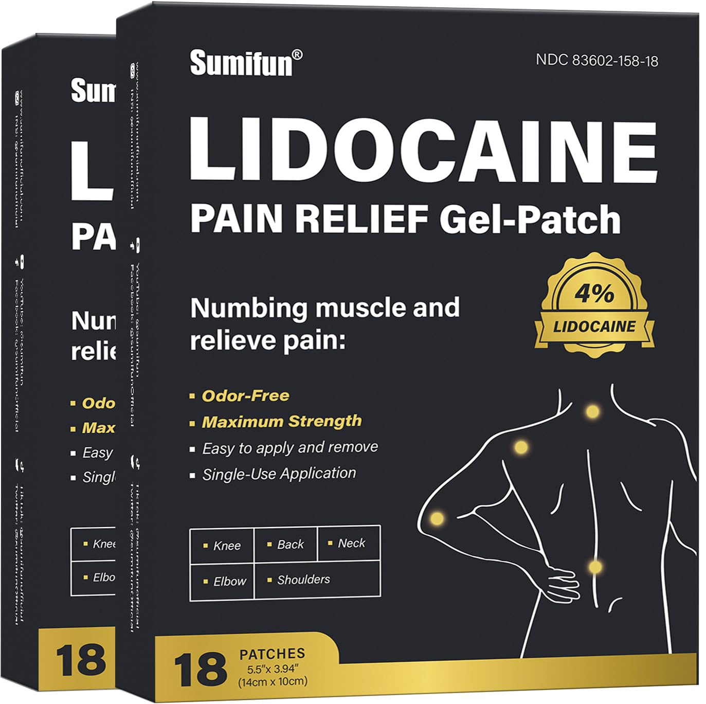 Sumifun 4% Lidocaine Pain Relief Patches - 36 Count Patches for Back, Shoulder, Muscle, Joints, Knee Pain Relief - Lower Back Pain Relief Products - Pain Patches Maximum Strength Lidocaine Sumifun Au supplements