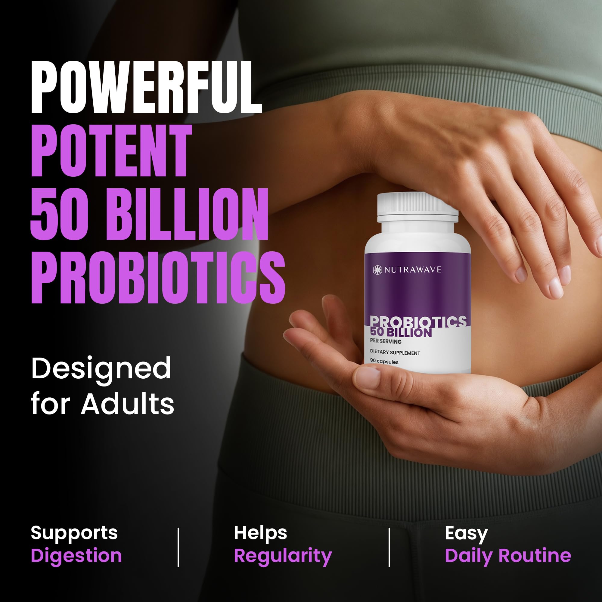 Nutrawave 50 Billion Probiotics for Women & Men, 15 Strains Active Culture. Relieves Bloating & Constipation, Improved Digestion & Gut Health Supplement, Vegan. 60 Powerful Small Capsules. Nutra Wave Au supplements