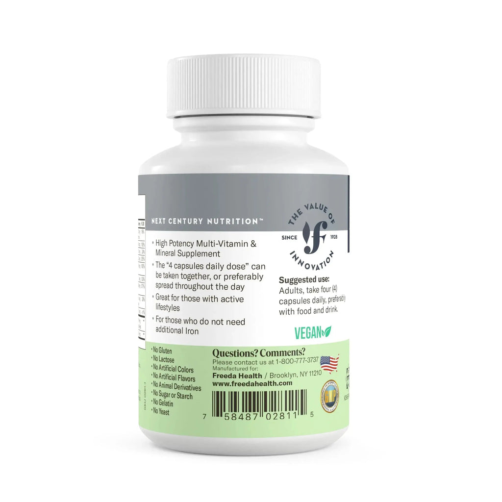 FREEDA Ultra Multivitamin Capsules – High-Potency Daily Supplement for Men & Women – Iron-Free – 120 Count – Kosher Certified FREEDA Au supplements