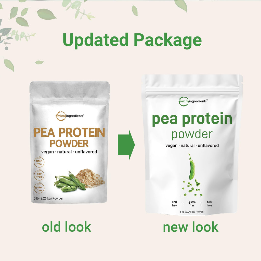 Micro Ingredients North American Grown, Pea Protein Powder, 5 Pounds | Plant Based, Unflavored | Complete Vegan Protein Source with BCAAs & EAAs – 27g Serving | Non-GMO, Keto Friendly