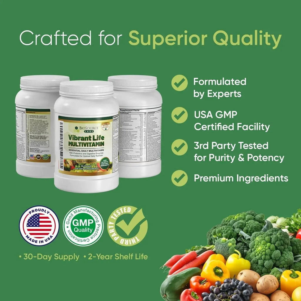BioSource Labs Vibrant Life Multivitamin with Probiotics, Digestive Enzymes & B-Complex – Over 45 Fruits and Veggies BioSource Labs Au supplements