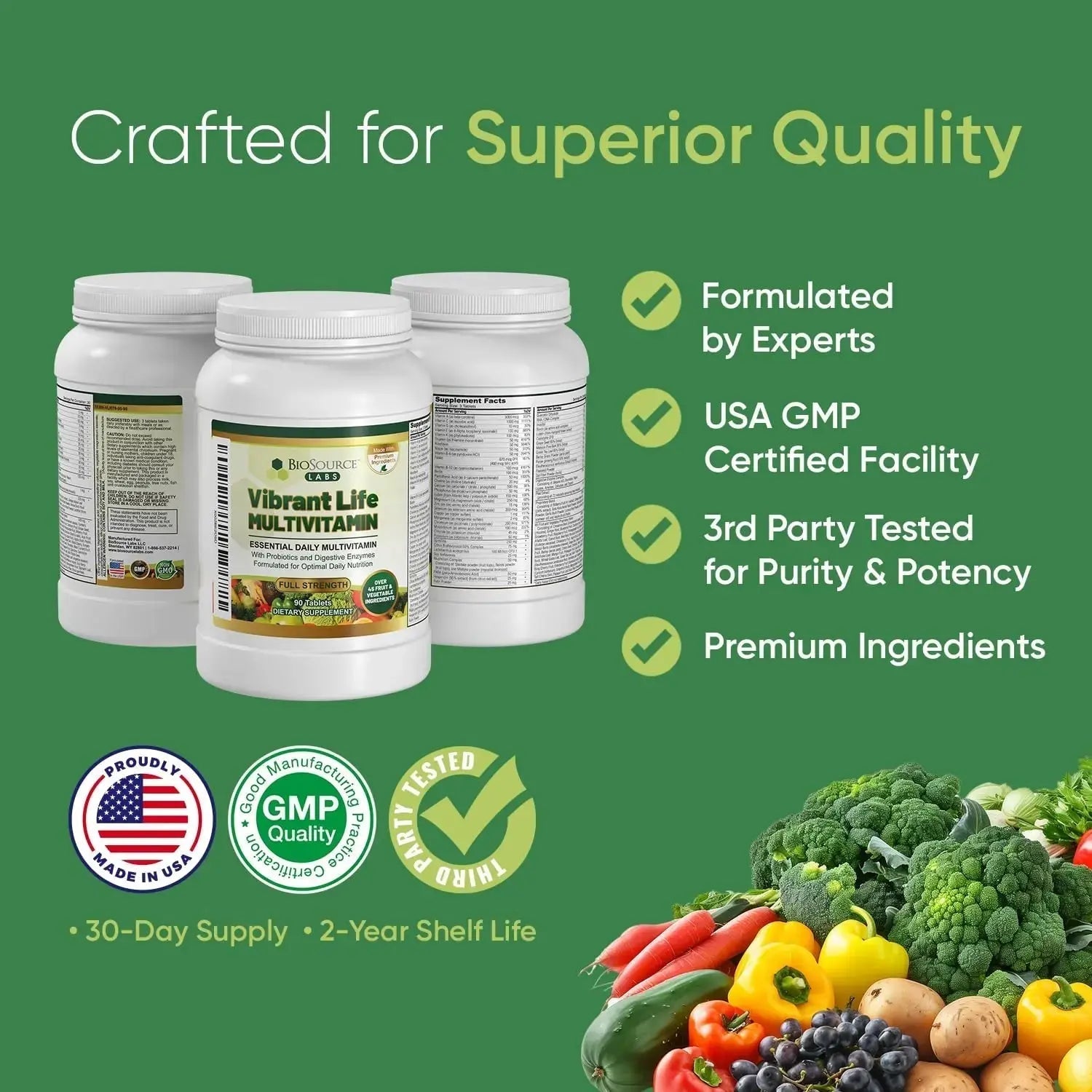 BioSource Labs Vibrant Life Multivitamin with Probiotics, Digestive Enzymes & B-Complex – Over 45 Fruits and Veggies BioSource Labs Au supplements