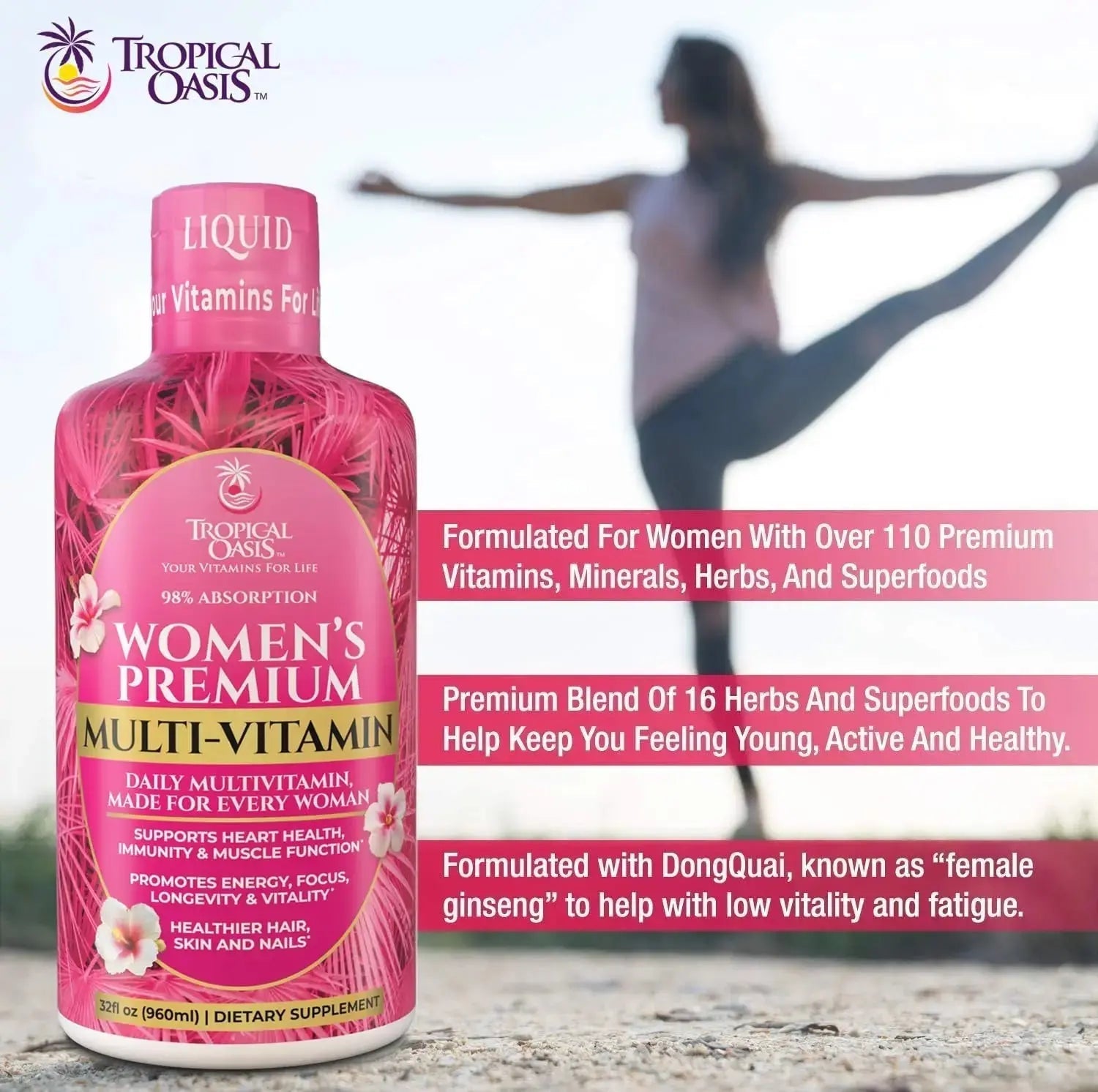 Premium Liquid Multivitamin for Women | Sugar Free Women’s Multivitamin | 100+ Vitamins, Minerals Tropical Oasis Au supplements