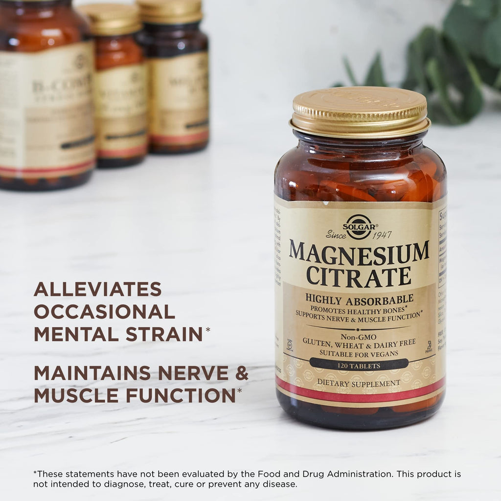 Solgar Magnesium Citrate - 120 Tablets, Pack of 2 - Promotes Healthy Bones, Supports Nerve & Muscle Function - Highly Absorbable - Non-GMO, Vegan, Gluten Free, Kosher - 120 Total Servings Solgar Au supplements