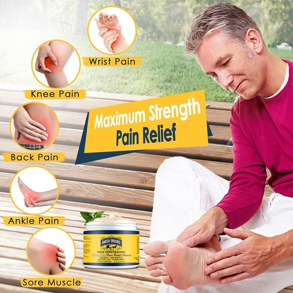 Amish Origins Arthritis Pain Relief Cream - 7 oz - Maximum Strength Deep Penetrating for Joint, Muscle, Knee, Back, Feet, Hand, Ankle, Aches, Neuropathy Amish Origins Au supplements