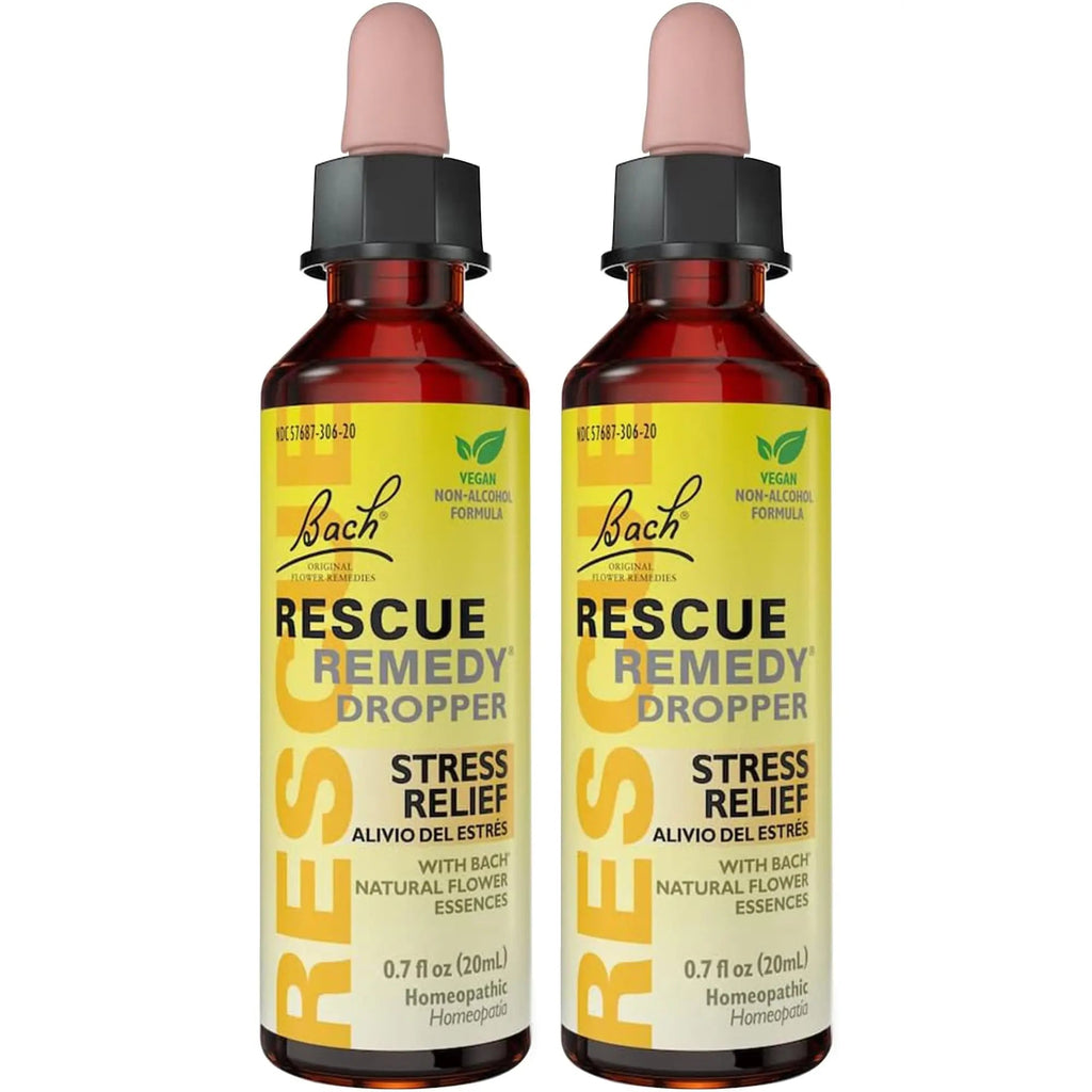 Bach RESCUE Remedy Dropper 20mL Bundle, Non-Alcohol Formula, Natural Stress Relief, Homeopathic RESCUE Au supplements