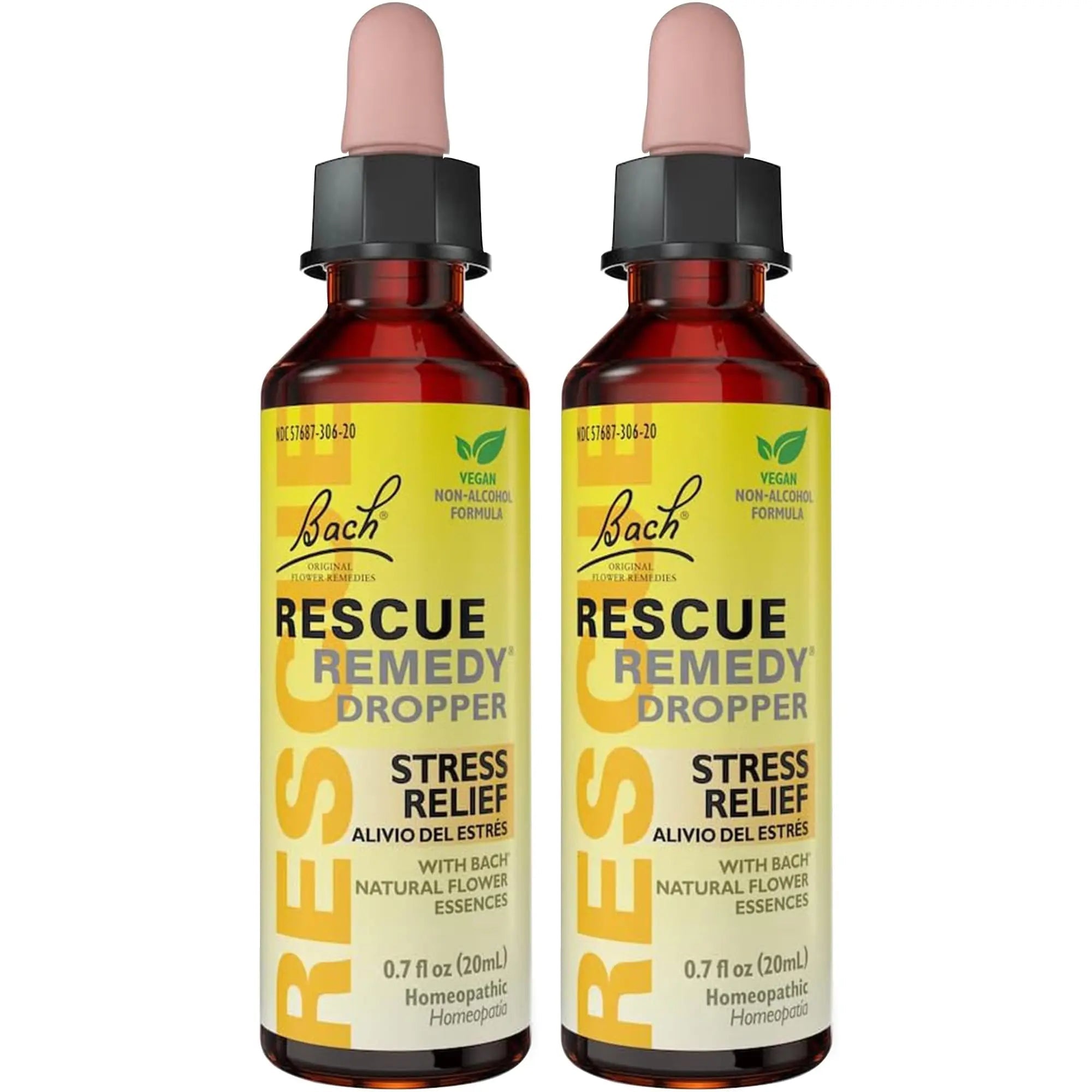 Bach RESCUE Remedy Dropper 20mL Bundle, Non-Alcohol Formula, Natural Stress Relief, Homeopathic RESCUE Au supplements