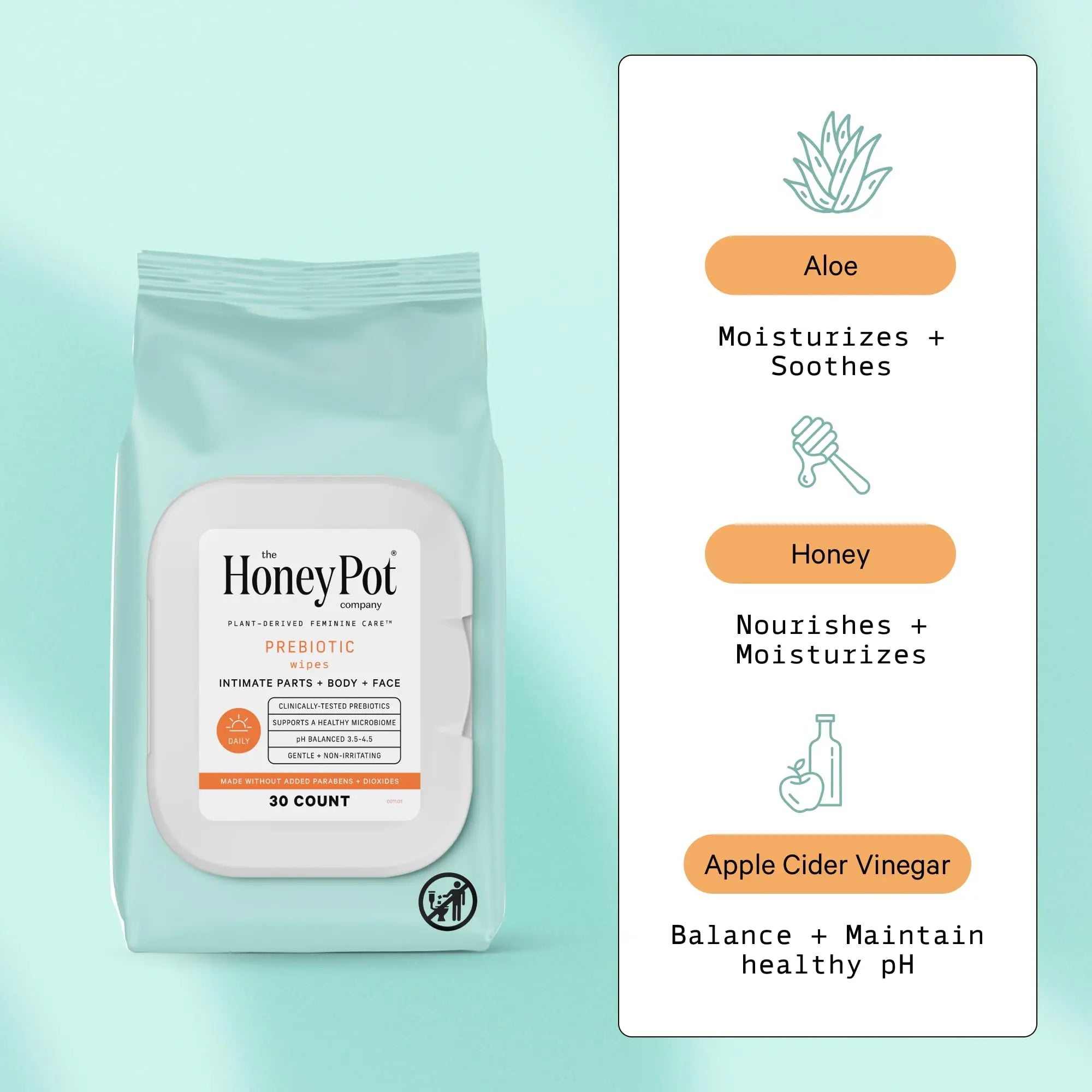 The Honey Pot Company - Prebiotic Feminine Wipes - Herbal Infused Feminine Hygiene Wipes The Honey Pot Company Au supplements