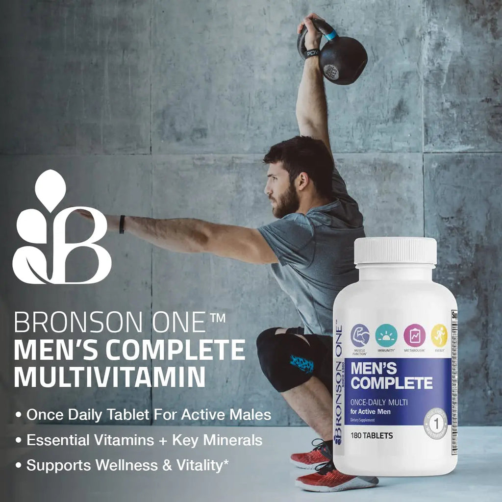 Bronson ONE Daily Men’s Complete Multivitamin Multimineral Once-Daily Multi for Active Men, 180 Tablets Bronson Au supplements