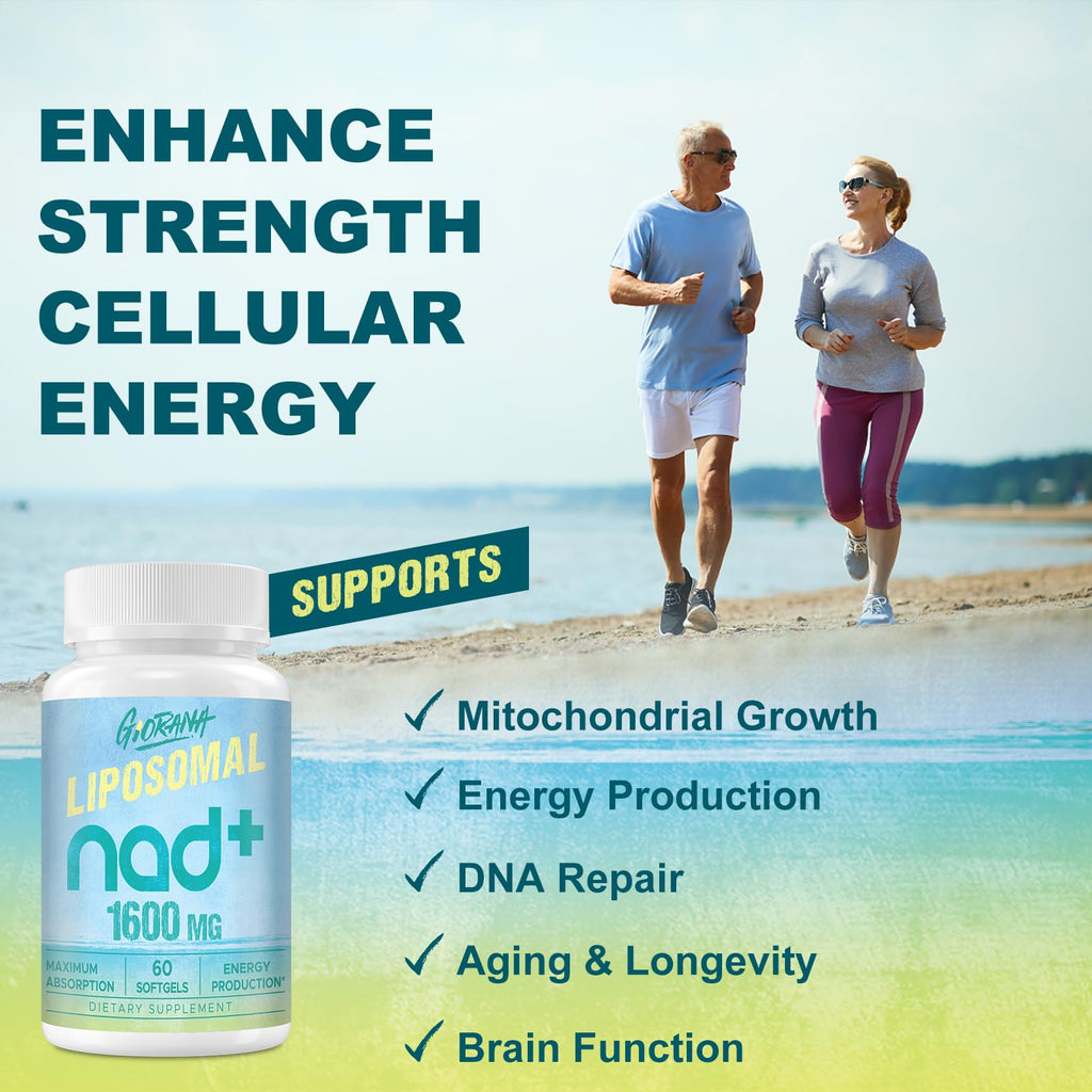 GIORANA 1600 MG Liposomal NAD+ Supplement, NAD+ Boosting Supplement, Superior Absorption, Vitamin B3 for Aging Defense, Longevity, Energy, Repair, Non-GMO, 60 Softgels GIORANA Au supplements