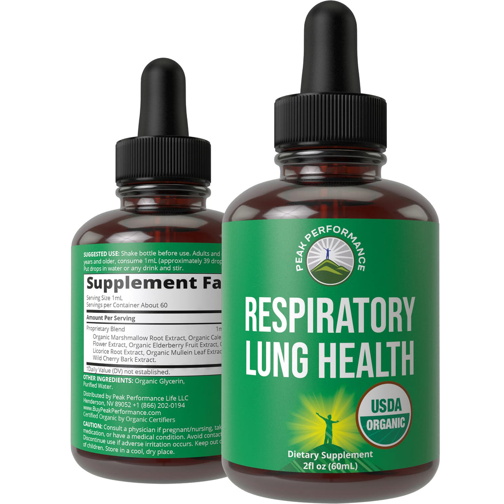USDA Organic Lung Detox for Smokers and Non Smokers with 6 Top Ingredients. Mullein Leaf, Marshmallow Root, Calendula. Lungs Cleanse for Better Respiratory Health. Liquid Drops Tincture Supplement Peak Performance Au supplements