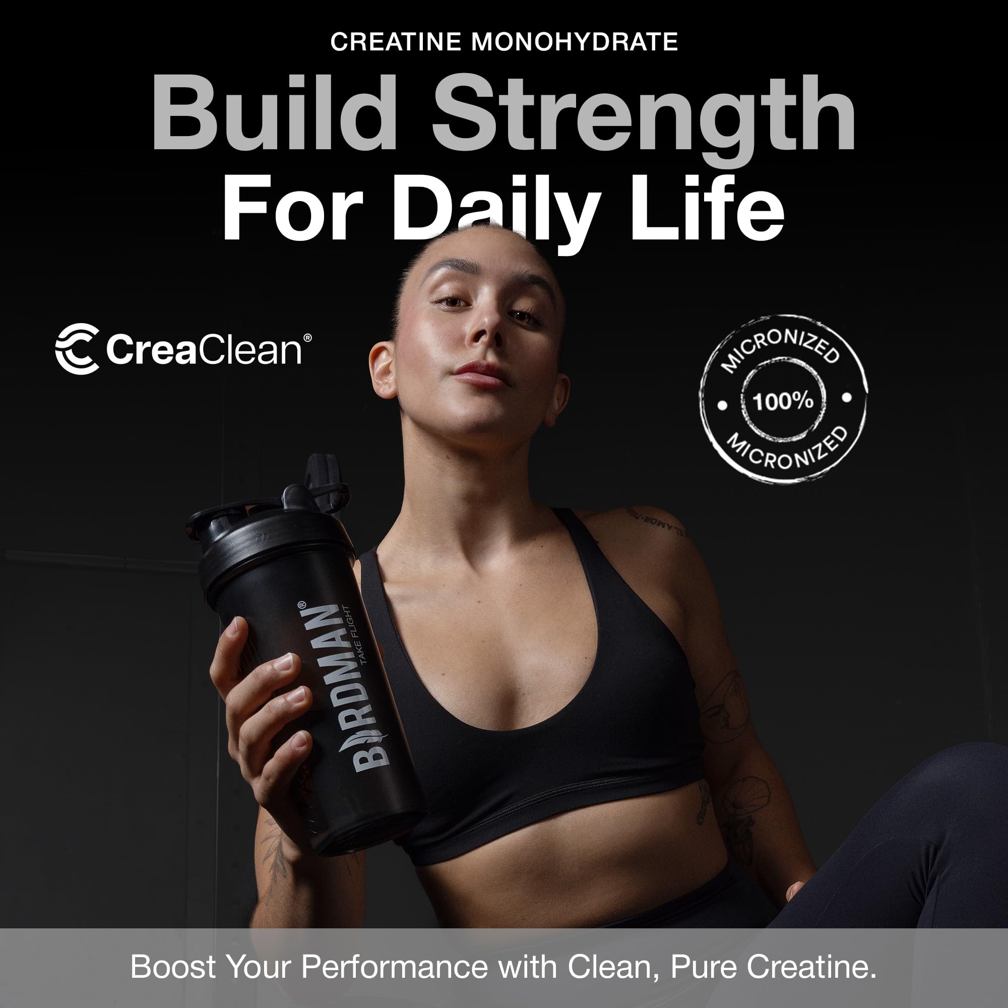 BIRDMAN Micronized Creatine Monohydrate Powder, Muscle Recovery, Caffeine Free, Creatine Pre Workout, Vegan, Post Workout, Gluten Free, Sugar Free