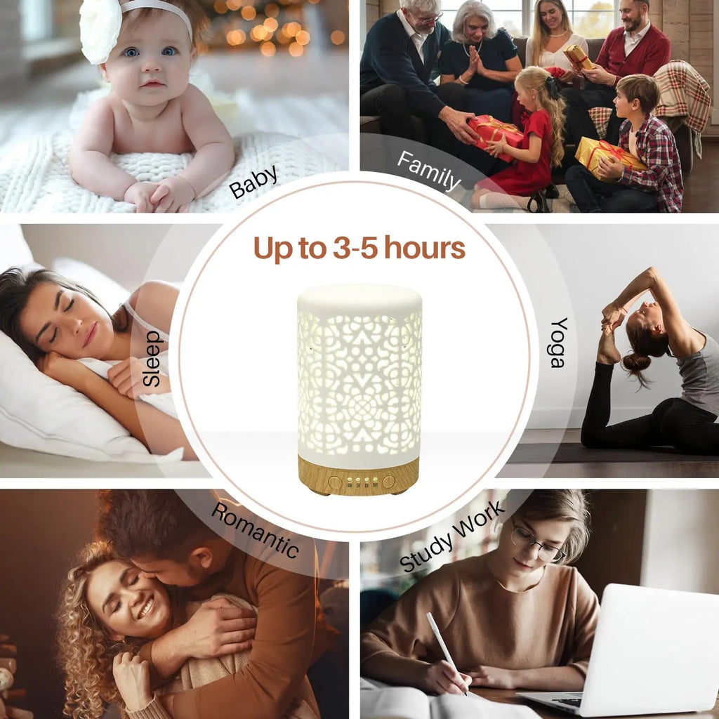 Essential Oil Diffusers, 100ml White Ceramic Diffuser with 7 LED Lights,Ultrasonic Aromatherapy homnas Au supplements
