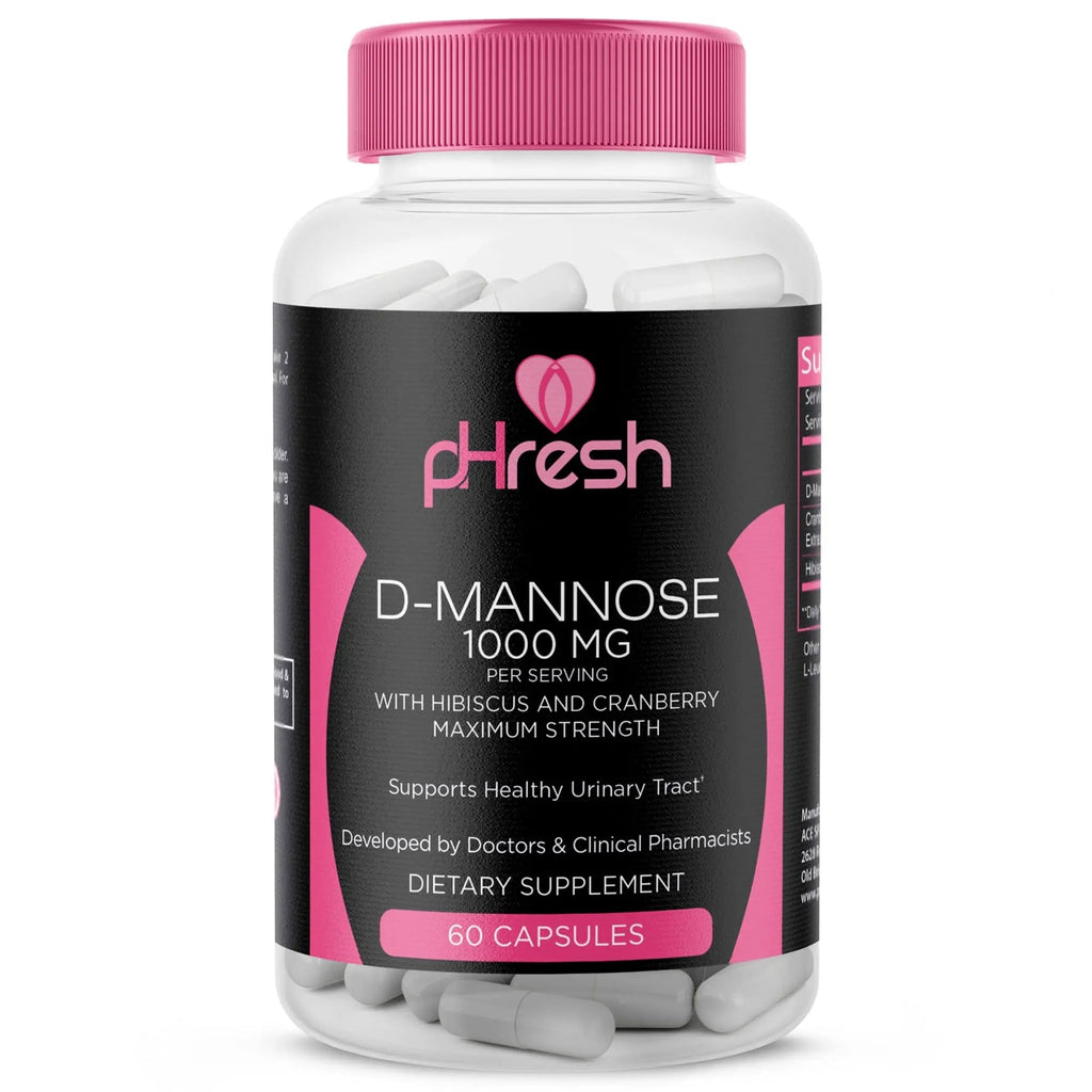 ACE NUTRITION pHresh D-Mannose with Cranberry Capsules for Women and Men, Maximum Strength 1000 mg Per Serving - Supports: Urinary Tract Health - Made in The USA ACE NUTRITION Au supplements