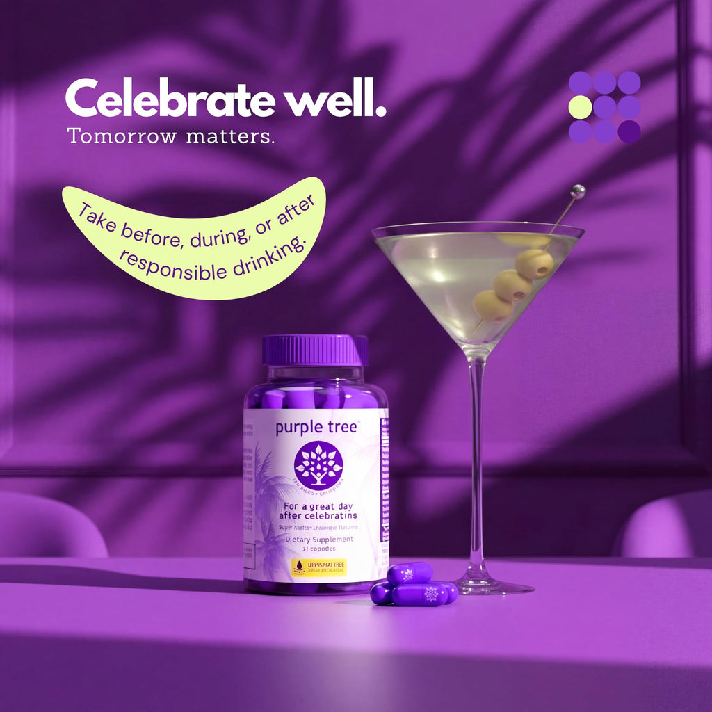 purple tree Post-Celebration Wellness Supplement for Liver Support & Hydration | Liposomal Dihydromyricetin (DHM), L-Glutathione, Milk Thistle