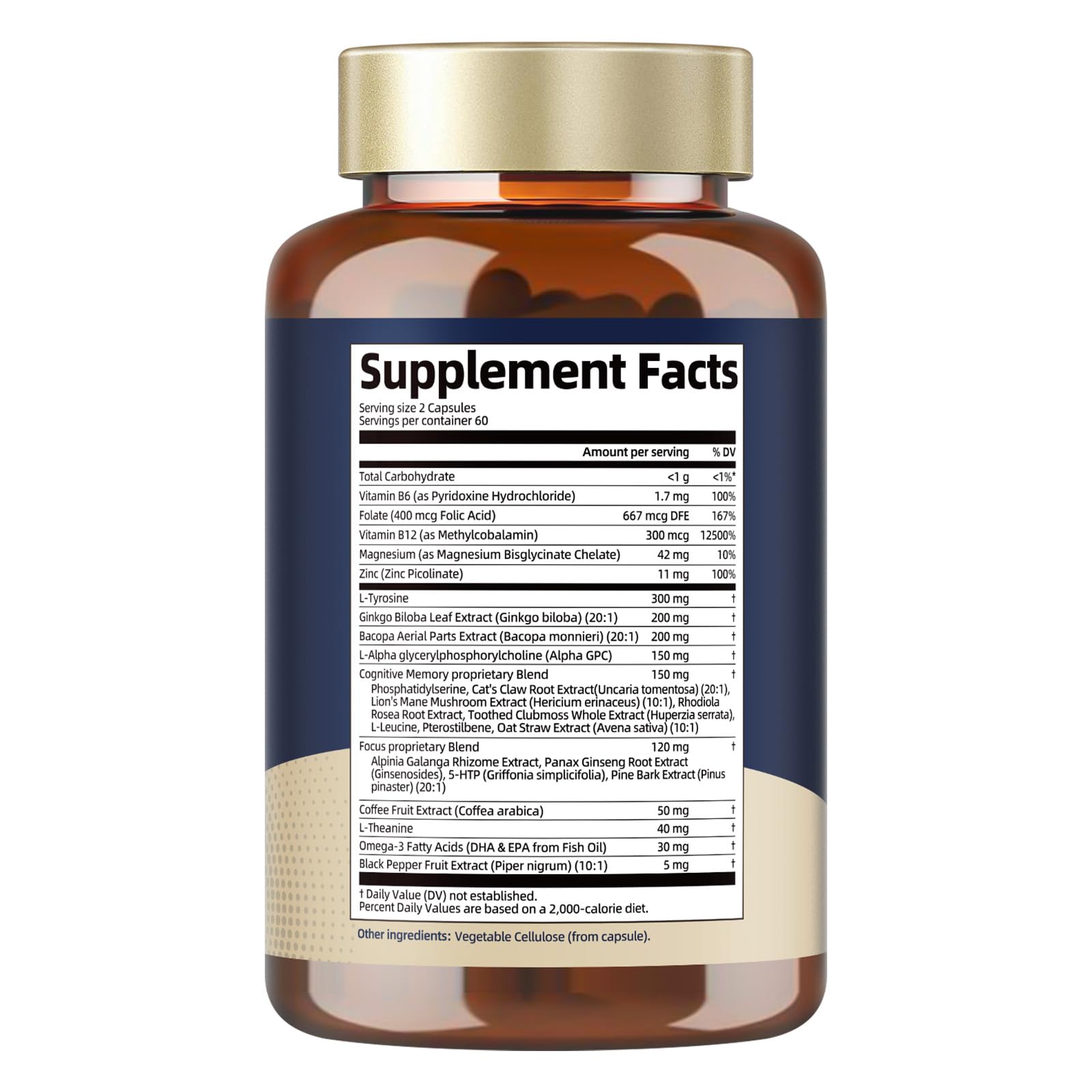 Totaria C-ognitive with Caffeine Pills, L-Tyrosine, Alpha GPC, Ginkgo Biloba, Bacopa Monnieri Brain Supplement for Memory and Focus, Brain Nootropic Support - Non-GMO, Gluten Free (2 Packs) Totaria Au supplements