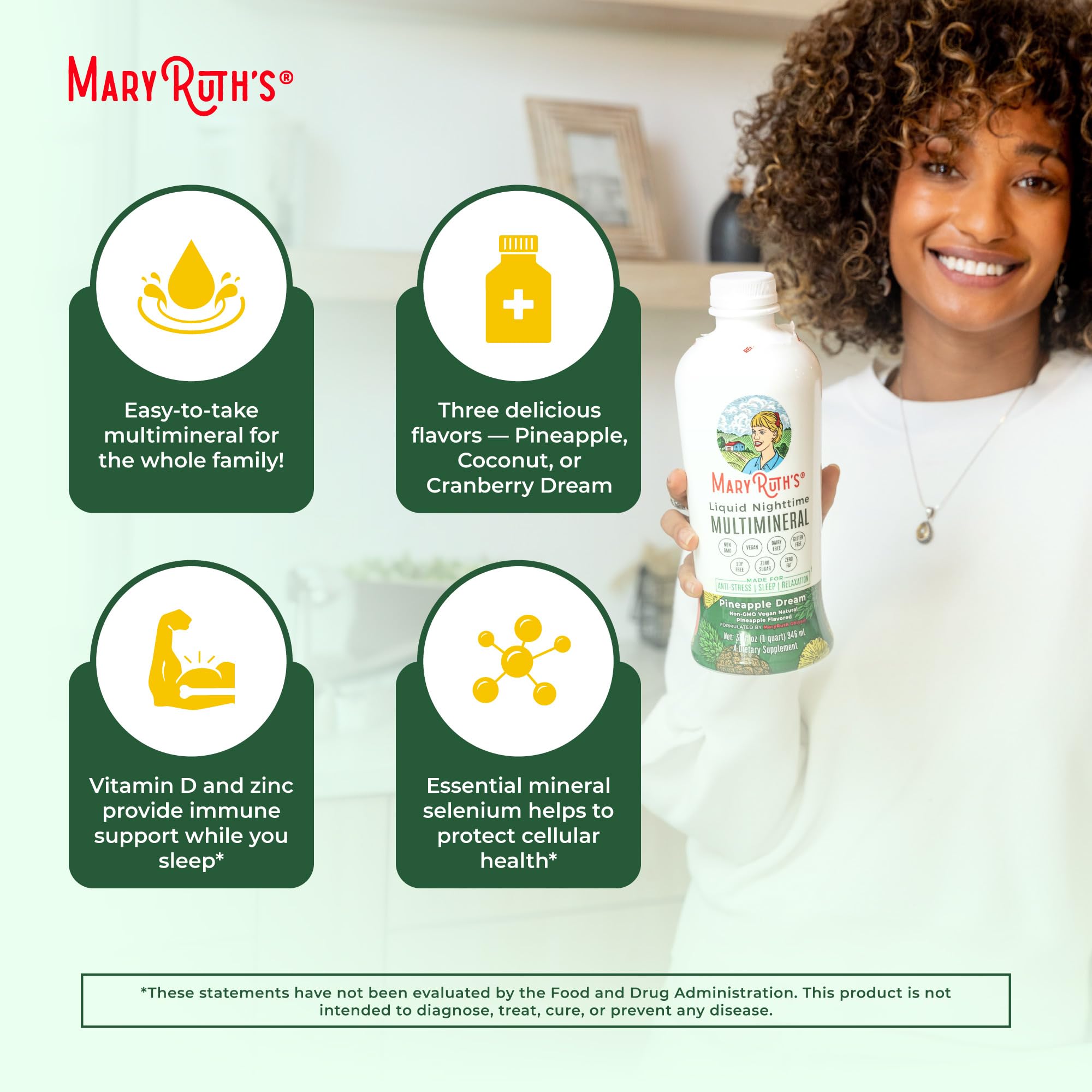 MaryRuth Organics Liquid Nighttime Multimineral | NO Melatonin | Magnesium Citrate | Calcium | Zinc | Vitamin D3| Available in 4 Flavors | Vegan | Sugar Free | Gluten Free | 32 Oz MARYRUTH'S Au supplements