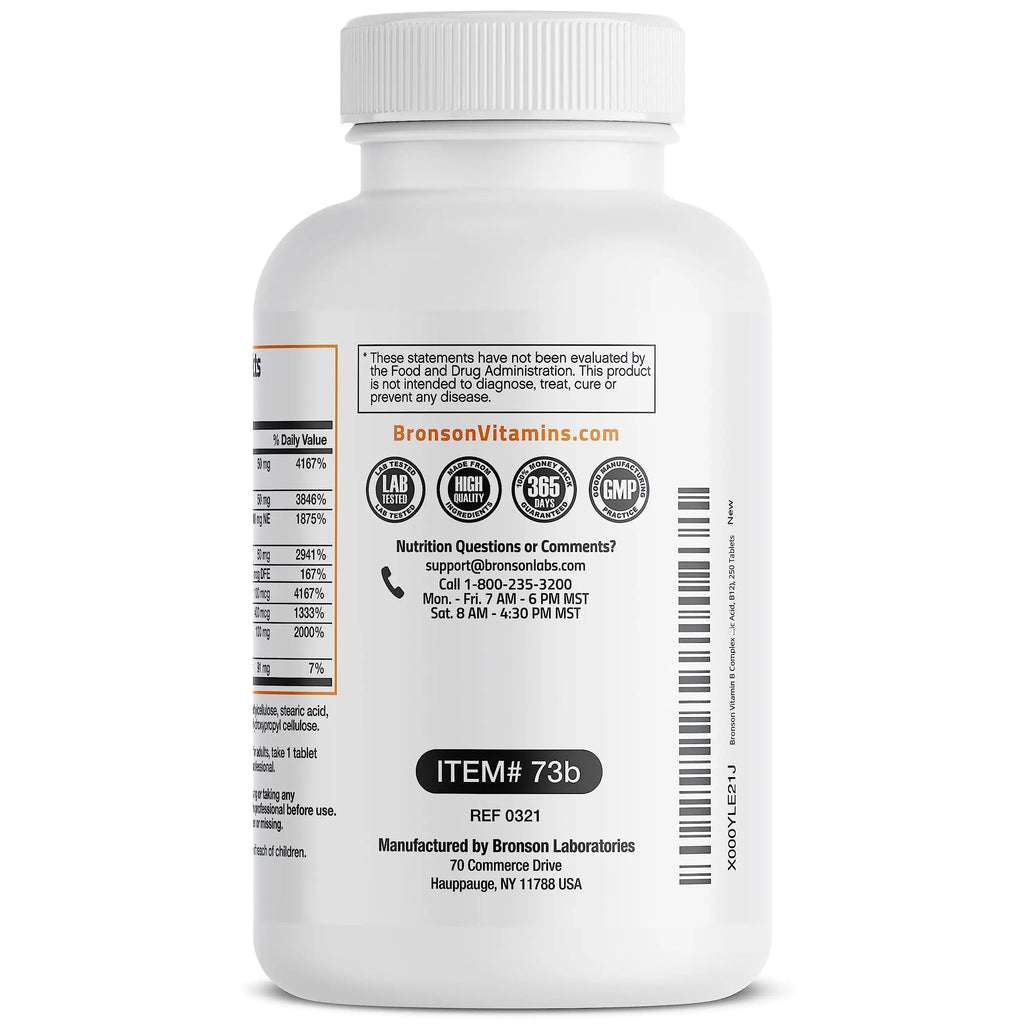 Bronson Super B Vitamin B Complex Sustained Slow Release Vitamin B1, B2, B3, B6, B9 Bronson Au supplements