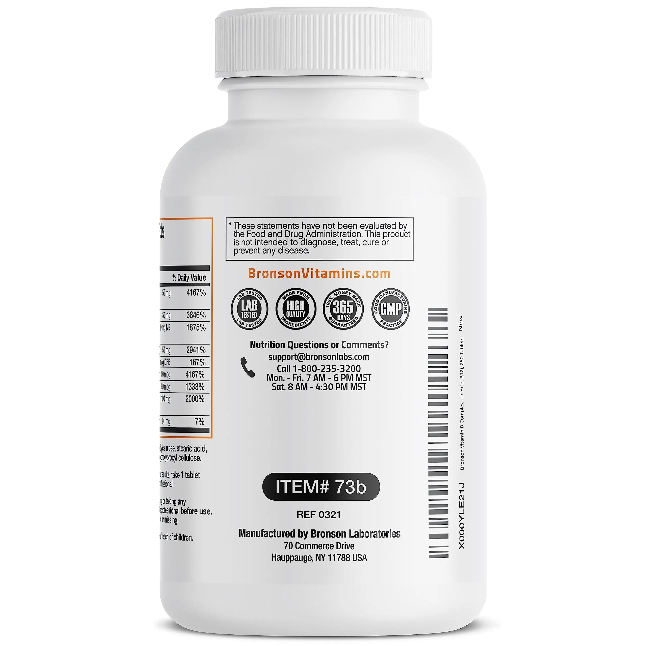 Bronson Super B Vitamin B Complex Sustained Slow Release Vitamin B1, B2, B3, B6, B9 Bronson Au supplements