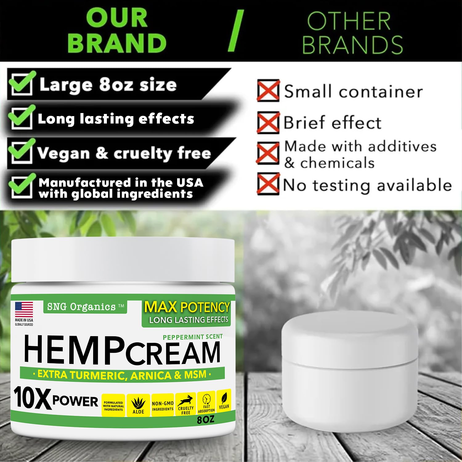 Super Natural Goods Hemp Cream with Hemp Oil, Turmeric, Arnica & Menthol – Botanical Cream with a Cooling Sensation for Localized Application (8oz) Super Natural Goods Au supplements