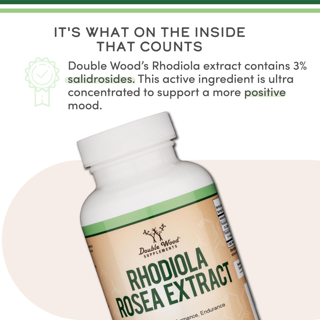 Rhodiola Rosea Supplement 500mg, 120 Vegan Capsules (Third Party Test, Gluten Free, 3% Salidrosides, 1% Rosavins Extract) for Performance,