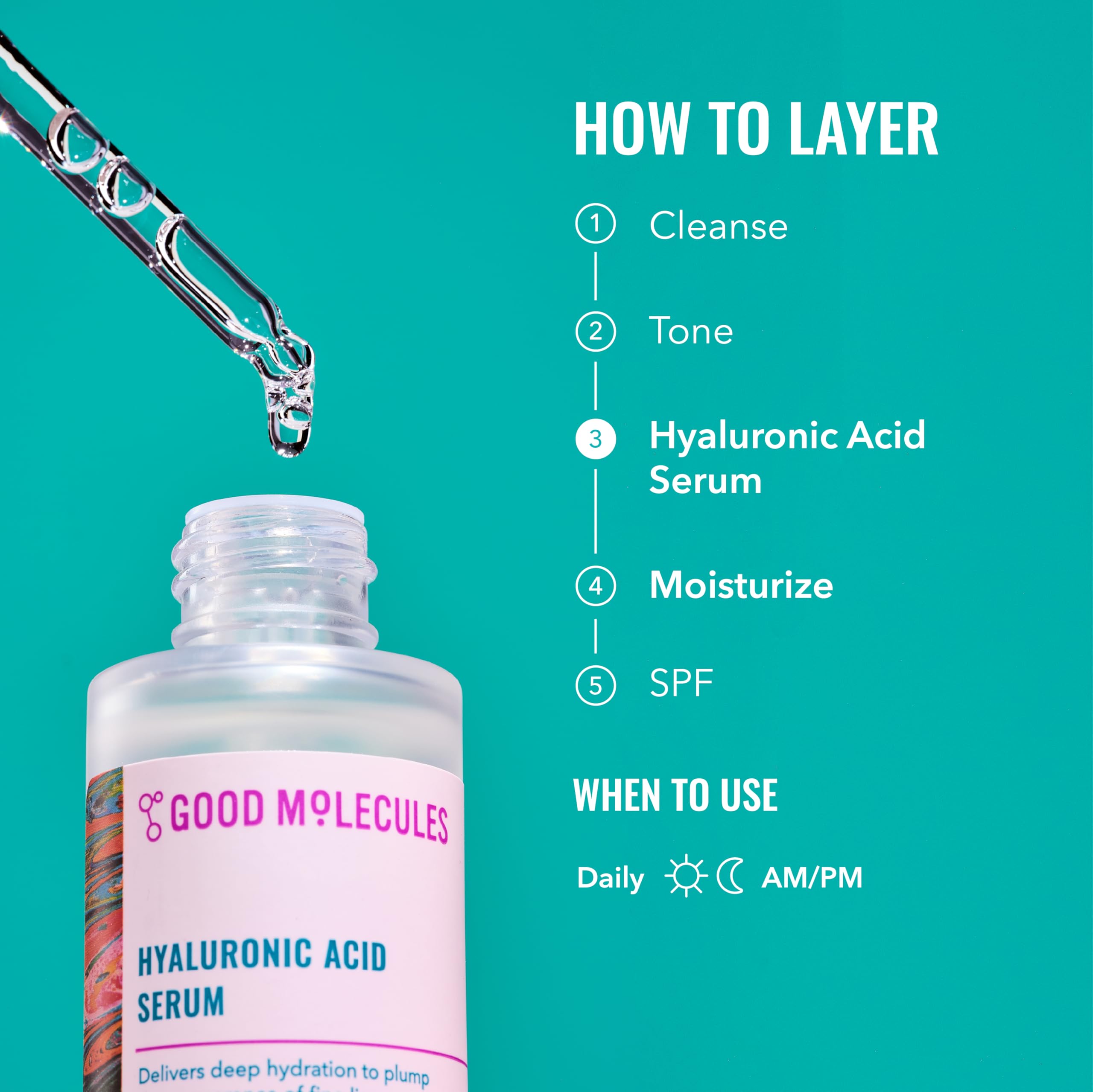 Good Molecules Hyaluronic Acid Serum - 1% Hyaluronic Acid Non-greasy Ultra Hydrating Serum