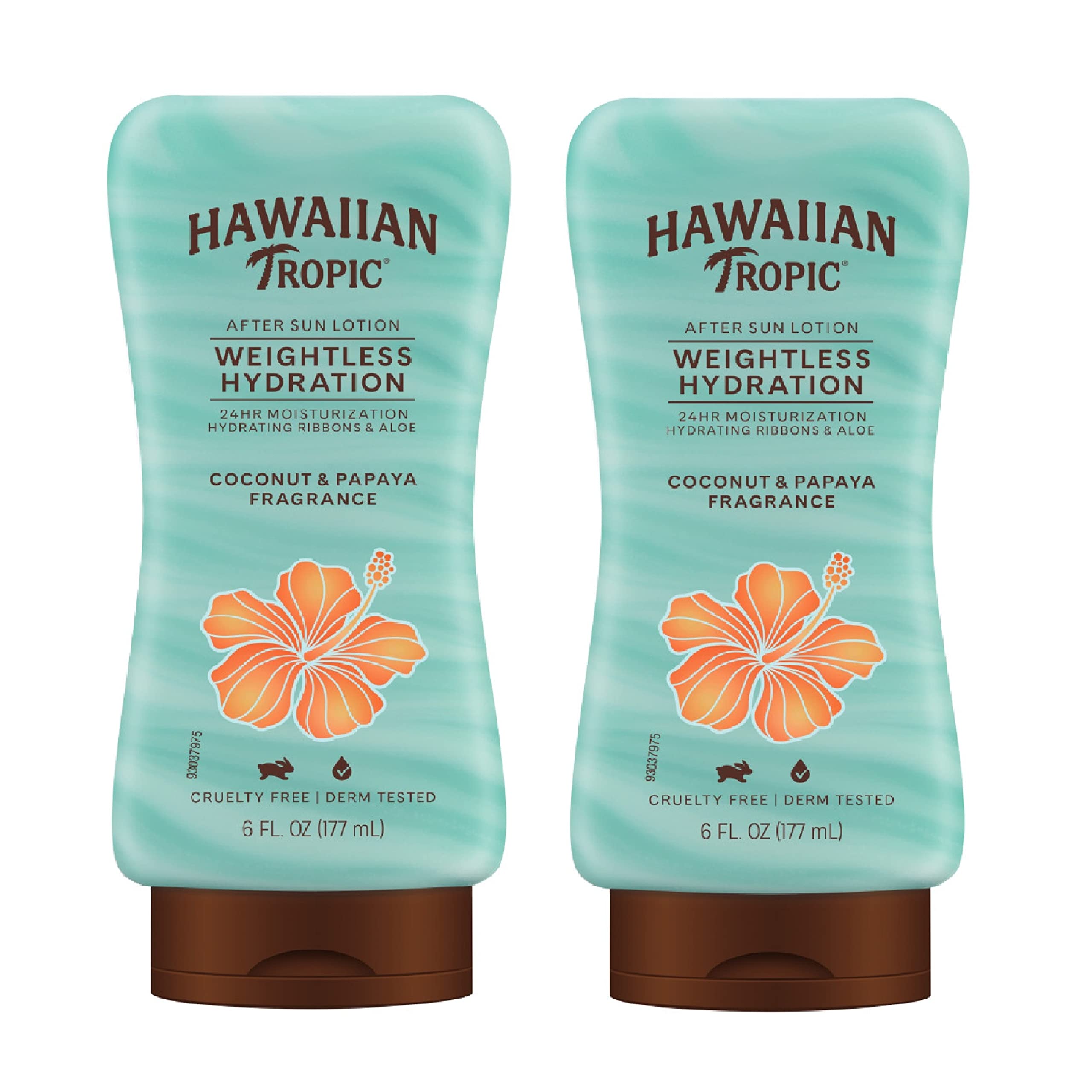 Hawaiian Tropic Weightless Hydration After Sun Lotion with Aloe, 6Fl Oz Twin Pack, Hawaiian Tropic Lotion, Moisturizing Lotion
